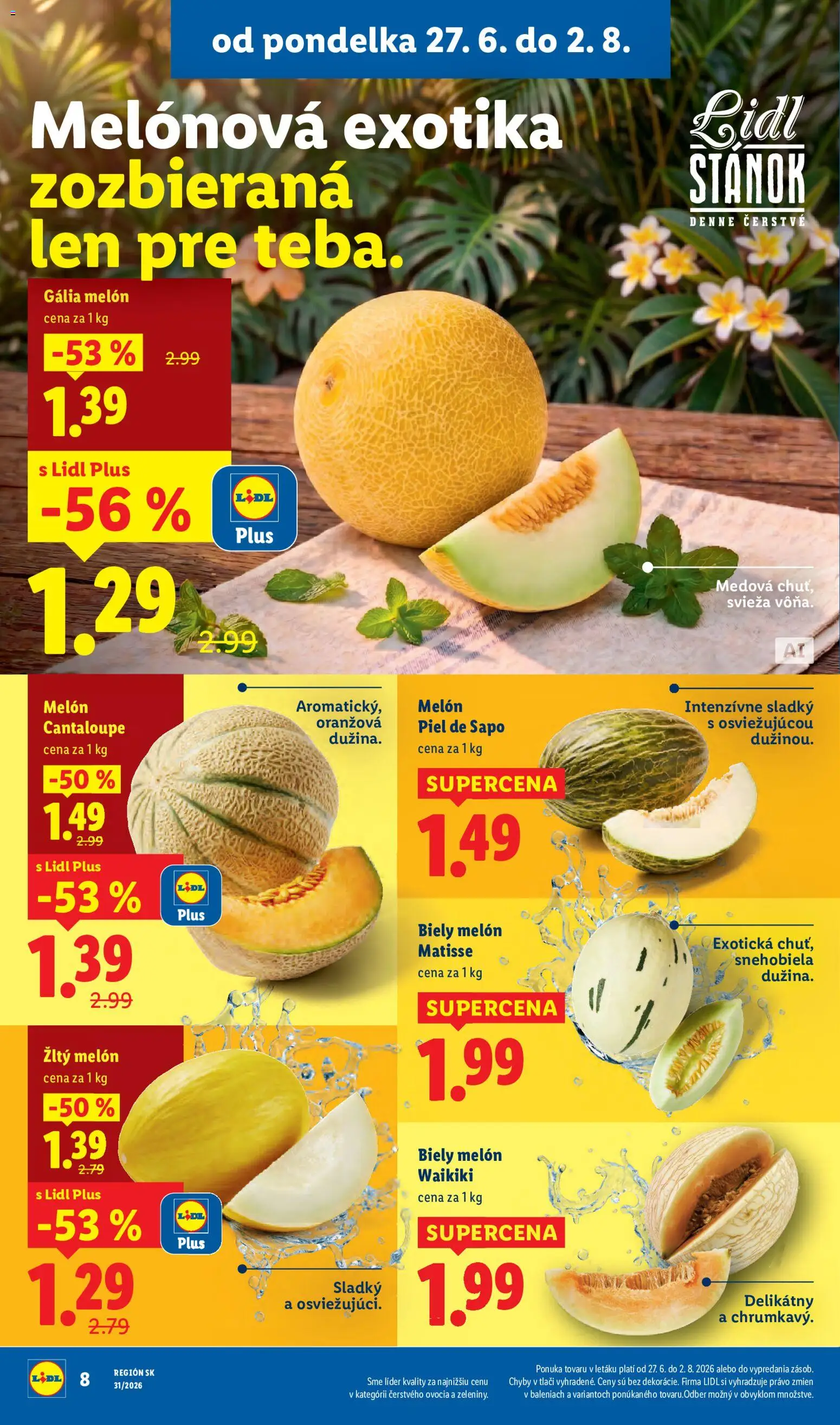 Nové Lidl akcie – leták je platný od 27.07.2026 | Strana: 12 | Produkty: Melón