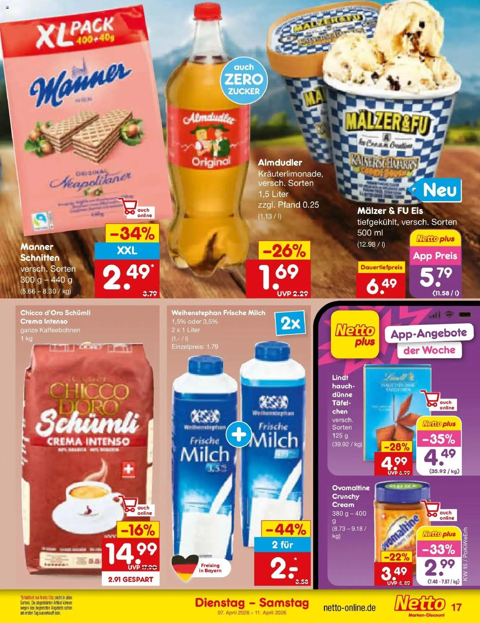 Netto Marken-Discount Prospekt München	 – gültig ab 07.04.2026 | Seite: 19 | Produkte: Milch, Zucker, Lindt, Eis