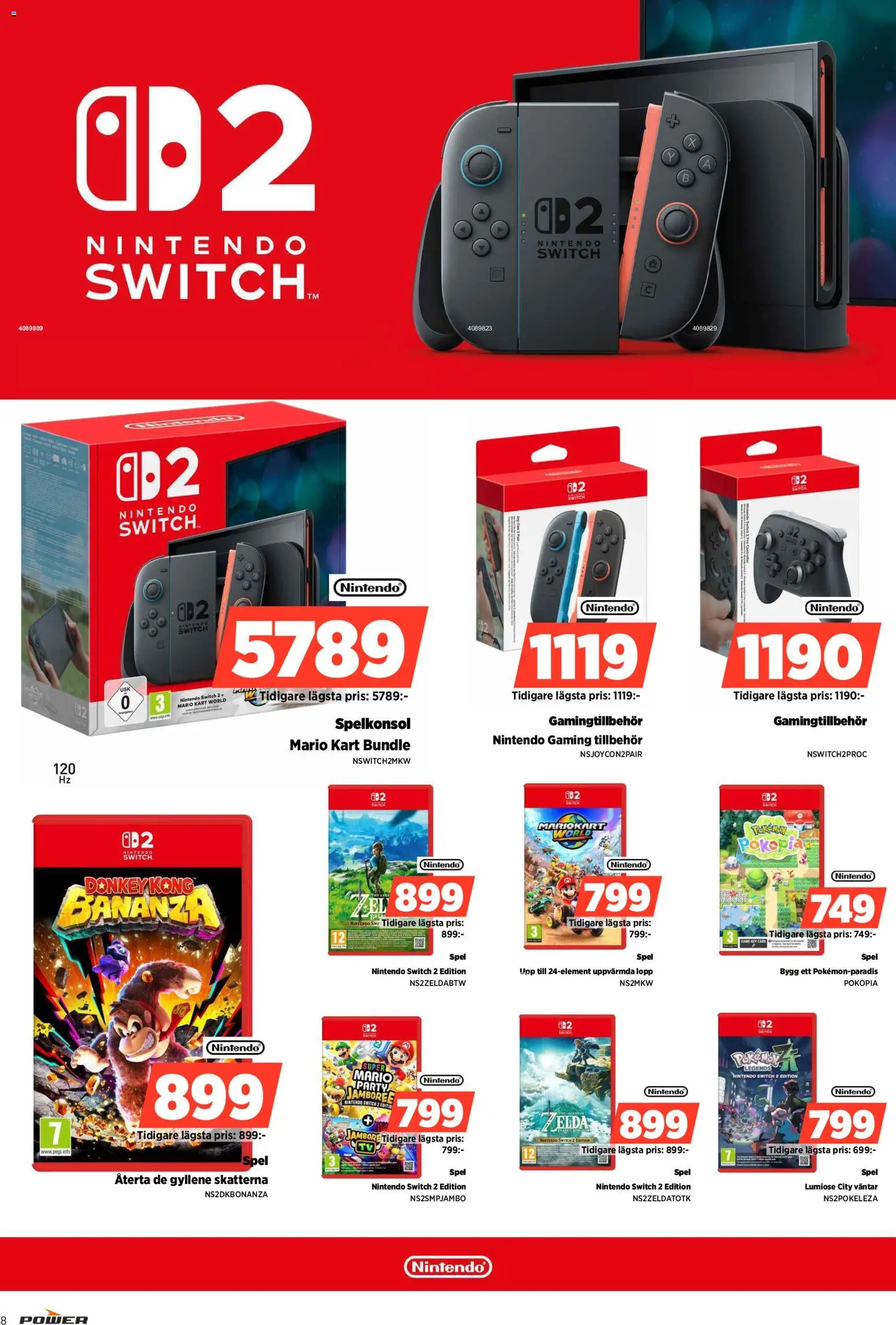 Power reklamblad aktuell från 18.05.2026 | Sida: 8 | Produkter: Vantar, Spelkonsol, Spel, Nintendo switch