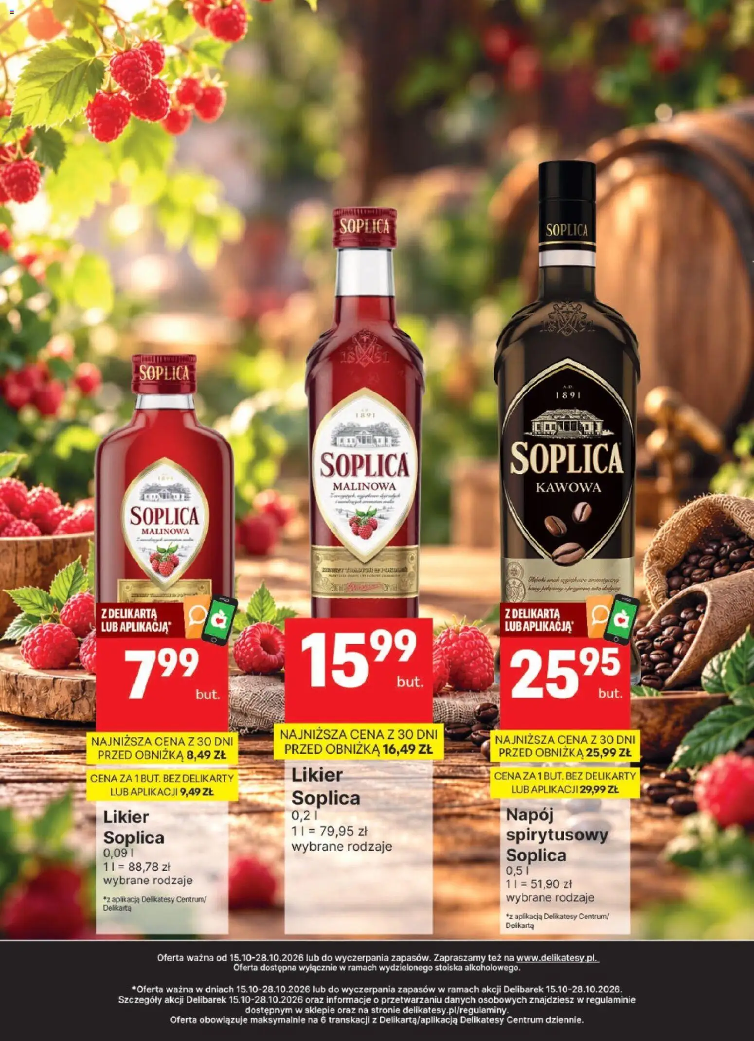 Delikatesy Centrum gazetka - DeliBarek od 15.10.2026 | Strona: 11 | Produkty: Soplica malinowa, Soplica, Delikatesy