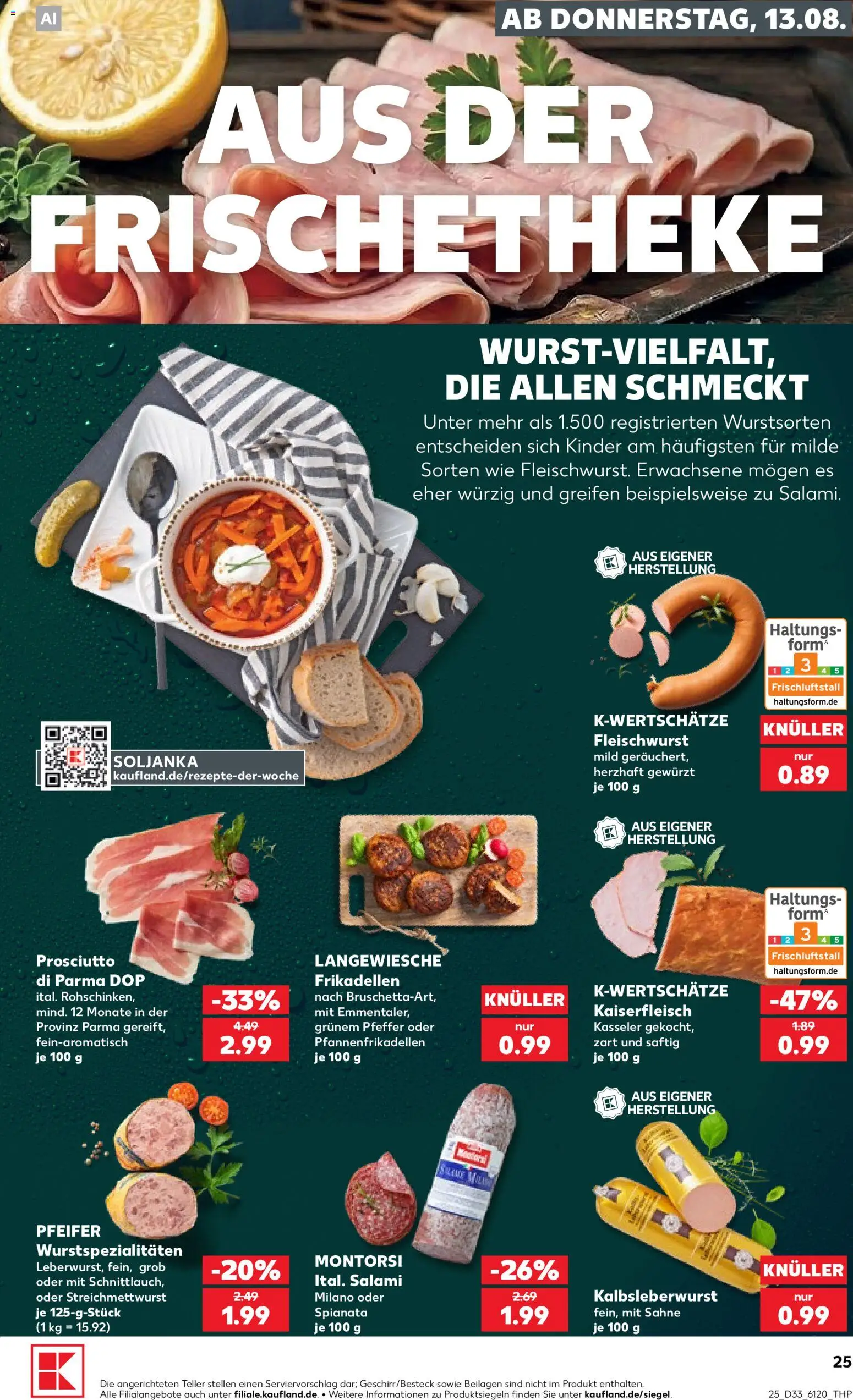 Kaufland Prospekt Bremen – gültig ab 13.08.2026 | Seite: 25 | Produkte: Beilagen, Pfeffer, Salami, Sahne