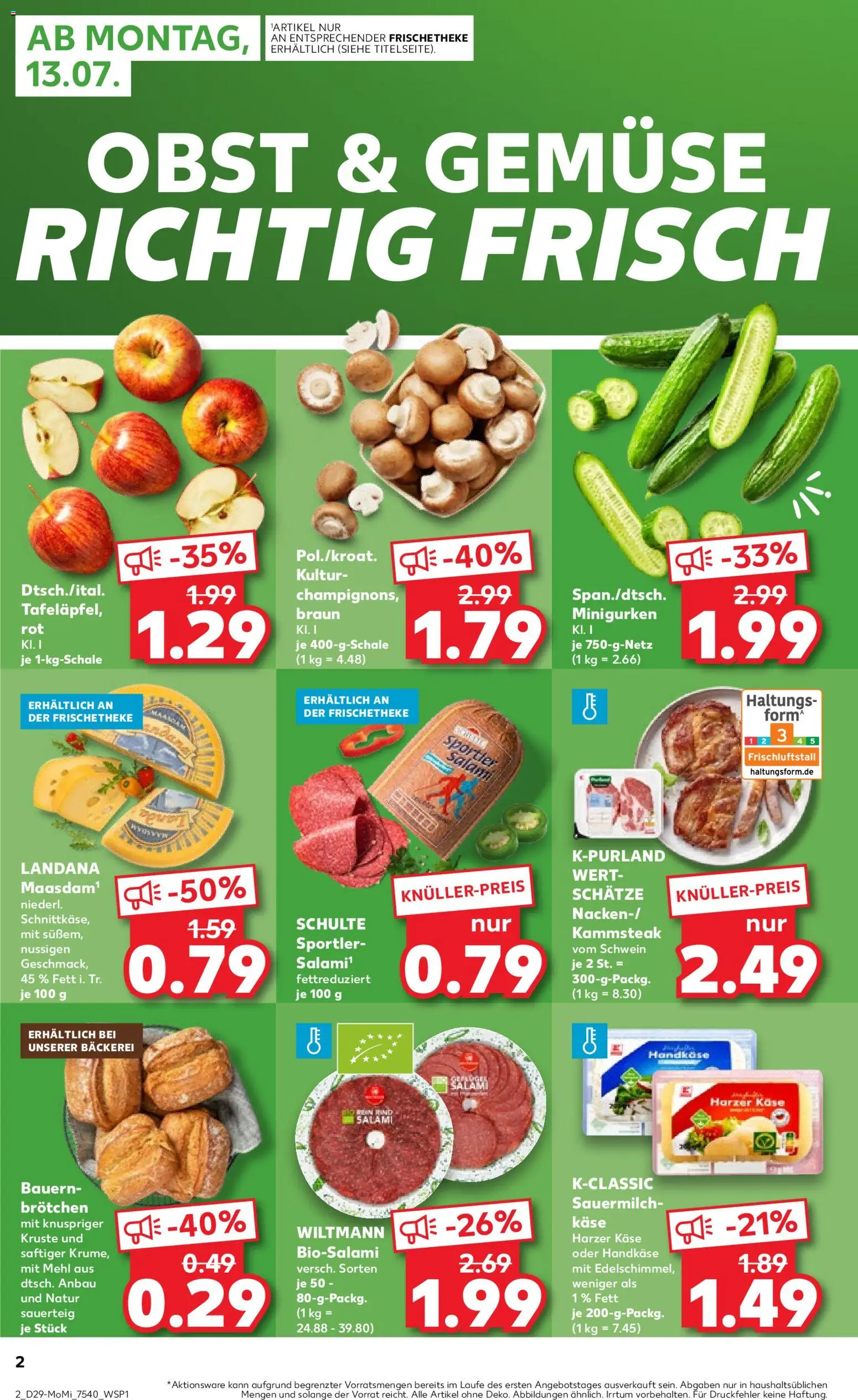 Kaufland Německo leták - Jena od 13.07.2026 | Strana: 2 | Produkty: Forma, Handkäse, Kaše