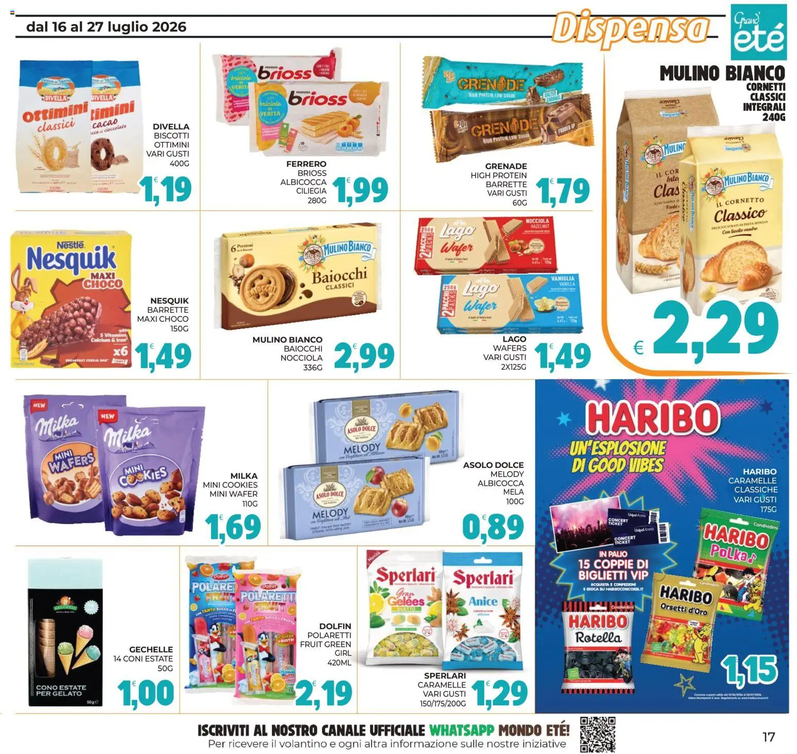 Volantino Eté del 16/07/2026 | Pagina: 17 | Prodotti: Caramelle, Biscotti, Gelato, Pasta