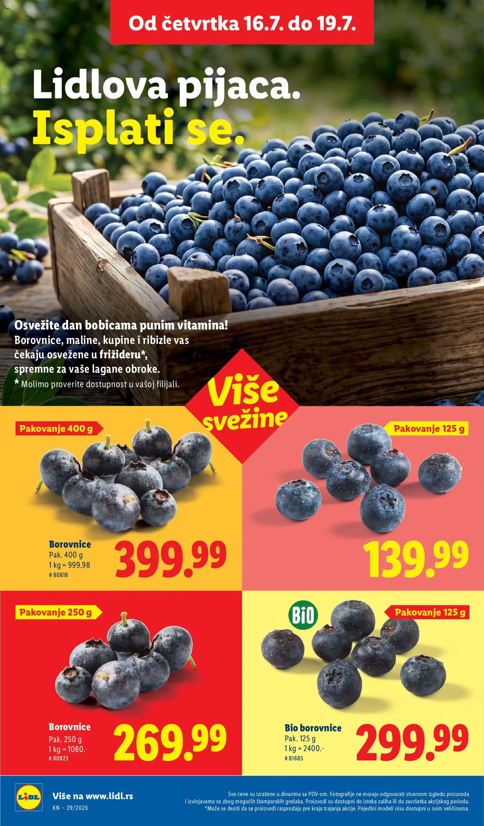 Lidl katalog - važi od 16.07.2026 | Strana: 18 | Proizvode: Pakovanje, Borovnice