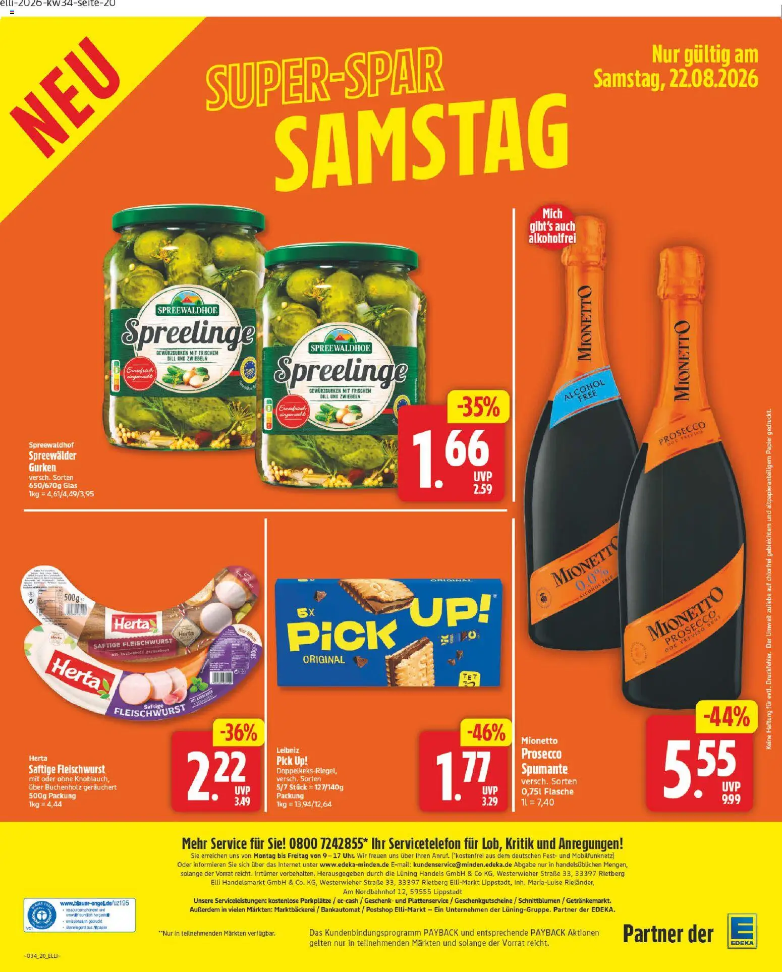 Elli Markt Prospekt Delbrück – gültig ab 17.08.2026 | Seite: 20 | Produkte: Prosecco, Zwiebeln, Dill, Gurken
