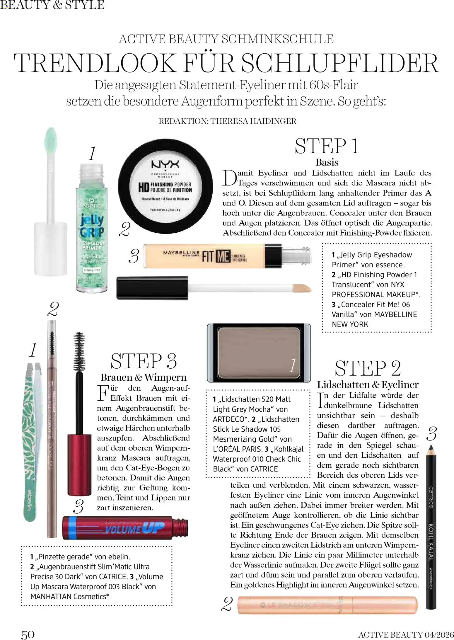 dm drogerie markt Active Beauty Magazin 04/2026 gültig ab 01.04.2026 | Seite: 50 | Produkte: Spiegel, Concealer, Lidschatten, Kajal
