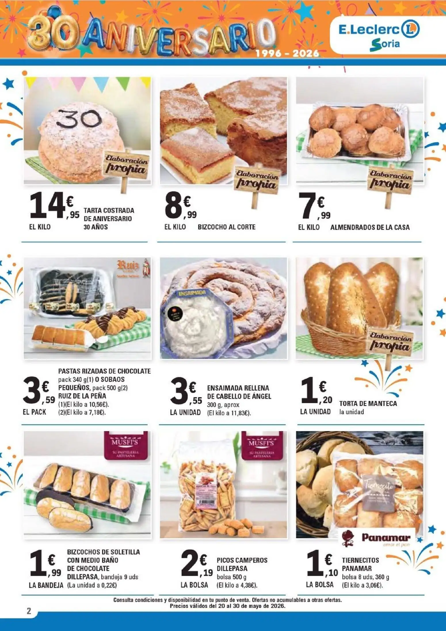 E.Leclerc Soria │ válido desde el 20.05.2026 | Página: 2 | Productos: Bizcocho, Bolsa, Bandeja, Baño