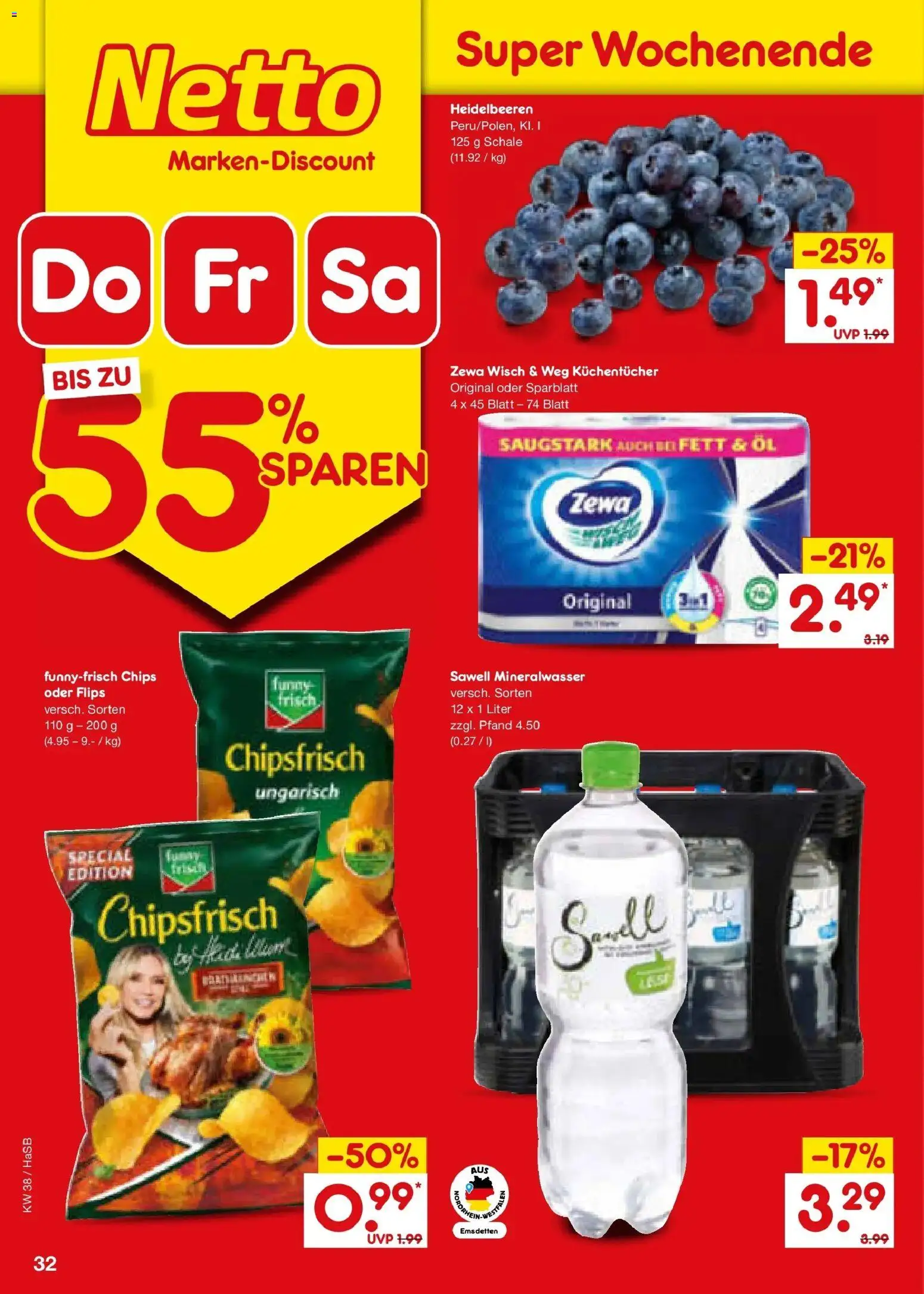 Netto Marken-Discount Prospekt Unna – gültig ab 14.09.2026 | Seite: 46 | Produkte: Öl, Mineralwasser, Heidelbeeren, Chips