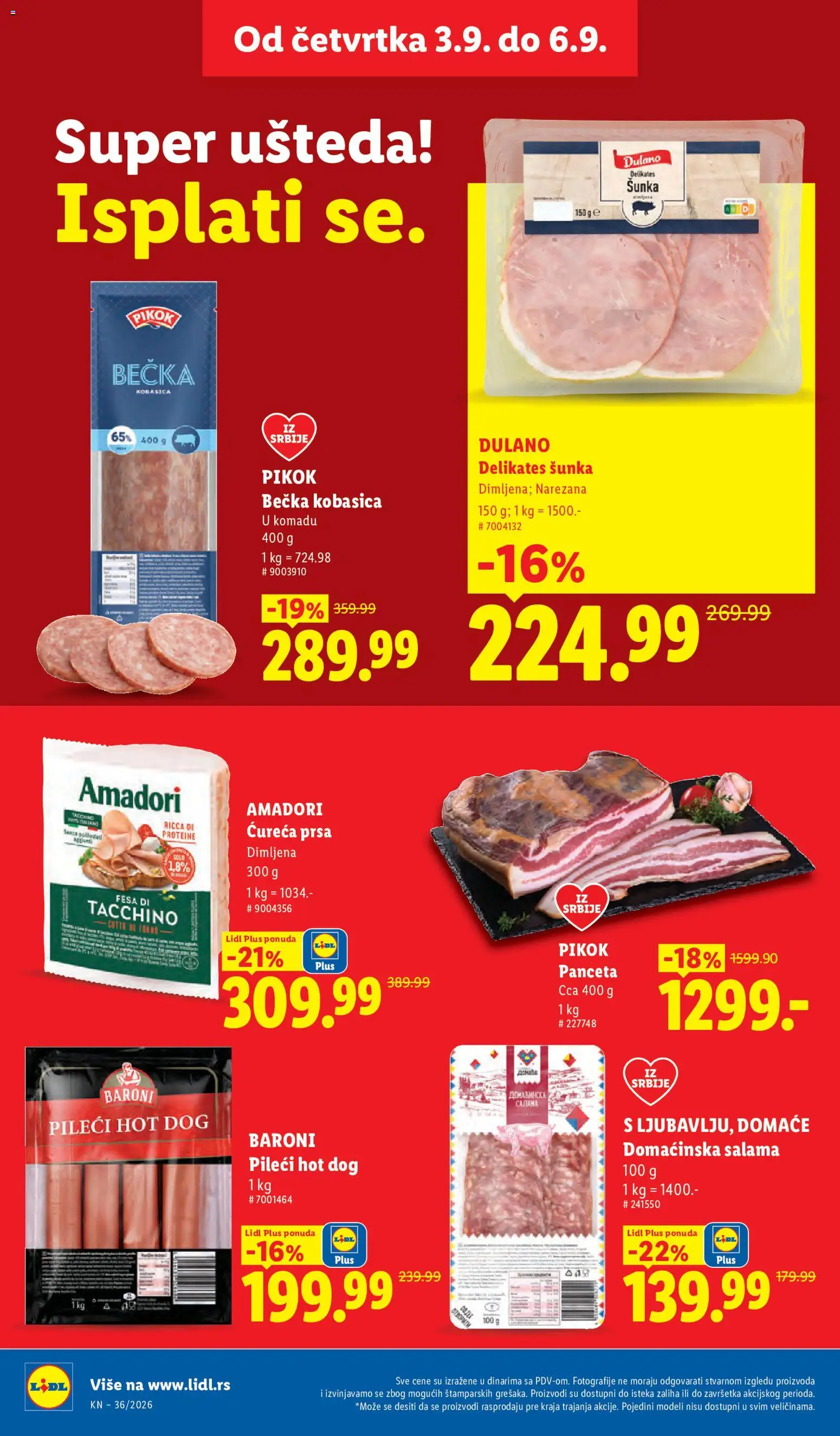 Lidl katalog - važi od 03.09.2026 | Strana: 28 | Proizvode: Ćureća prsa, Salama, Šunka, Kobasica