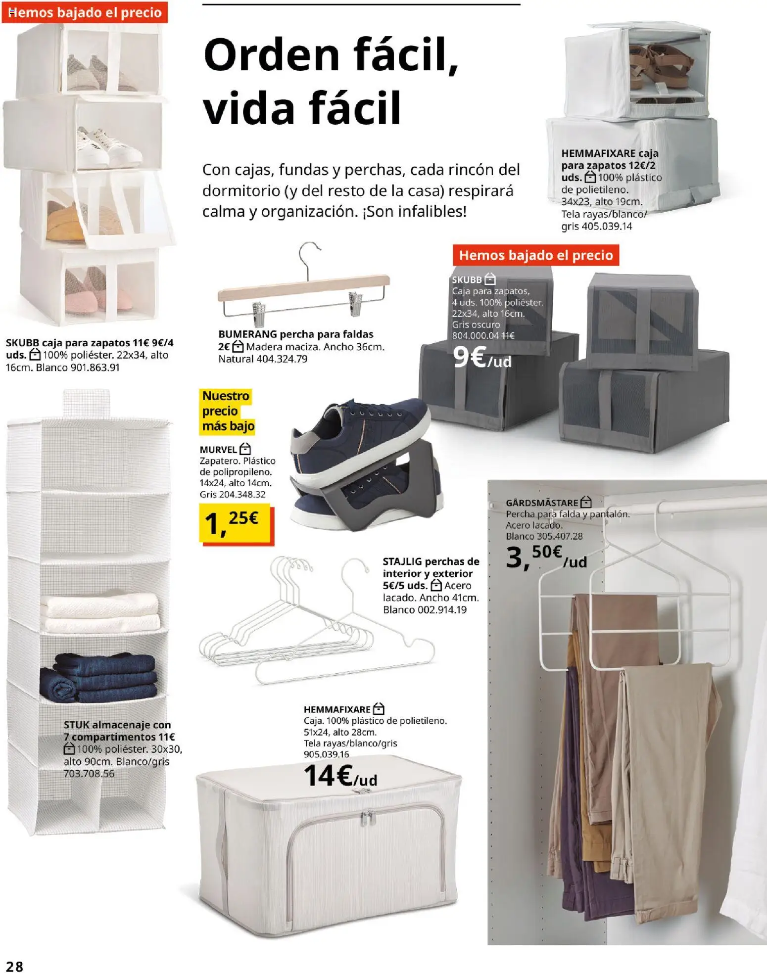 Catálogo IKEA Organización en el hogar │ válido desde el 15/01/2026 | Página: 28 | Productos: Faldas, Percha, Almacenaje, Caja