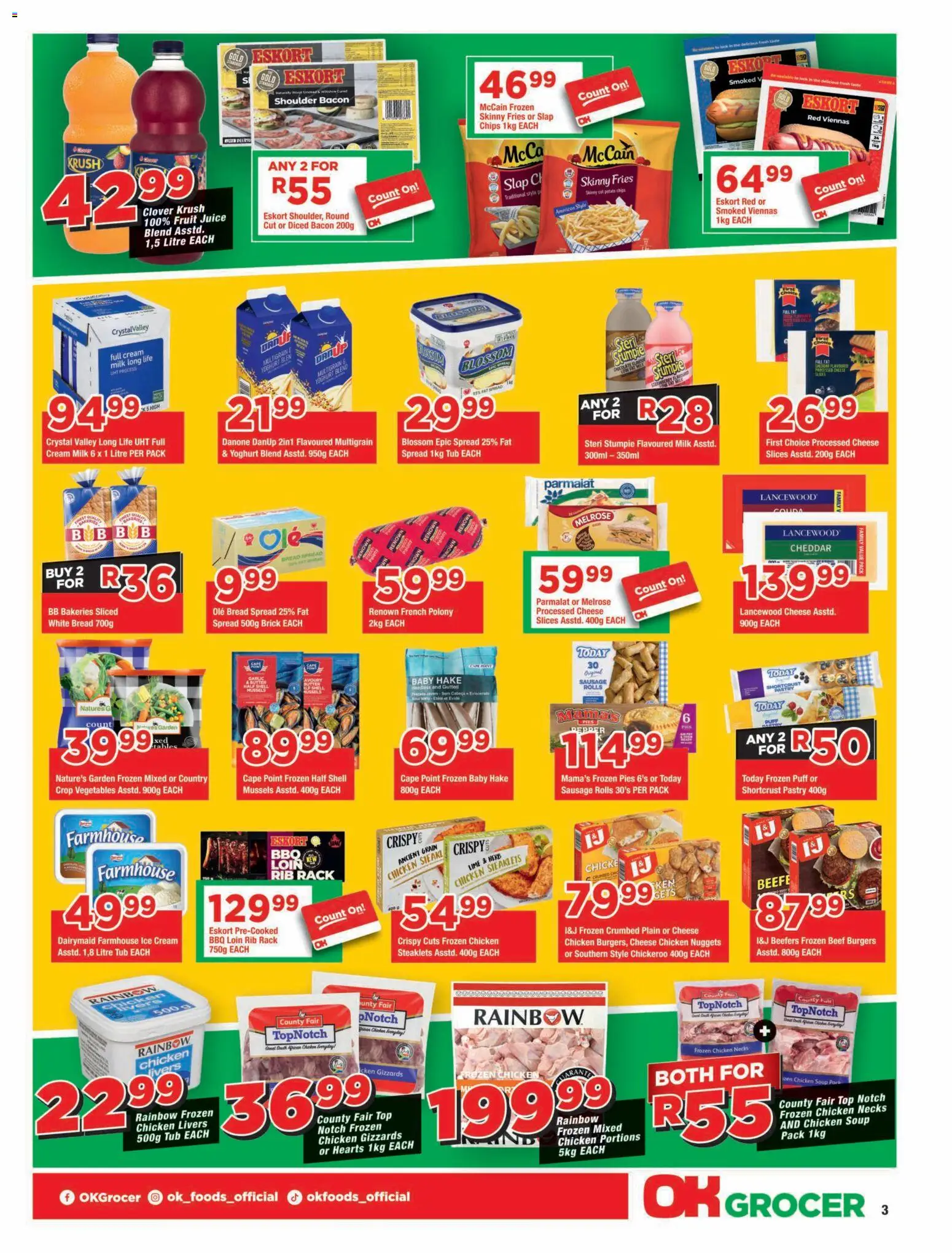 New OK Foods catalogue – valid from 25/08/2026 | Page: 3 | Products: Chicken, Vegetables, Fruit, Lime