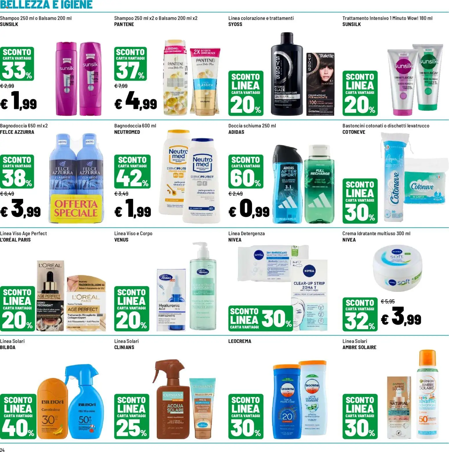 Volantino Iper del 12.06.2026 | Pagina: 24 | Prodotti: Shampoo, Crema, Latte idratante, Doccia