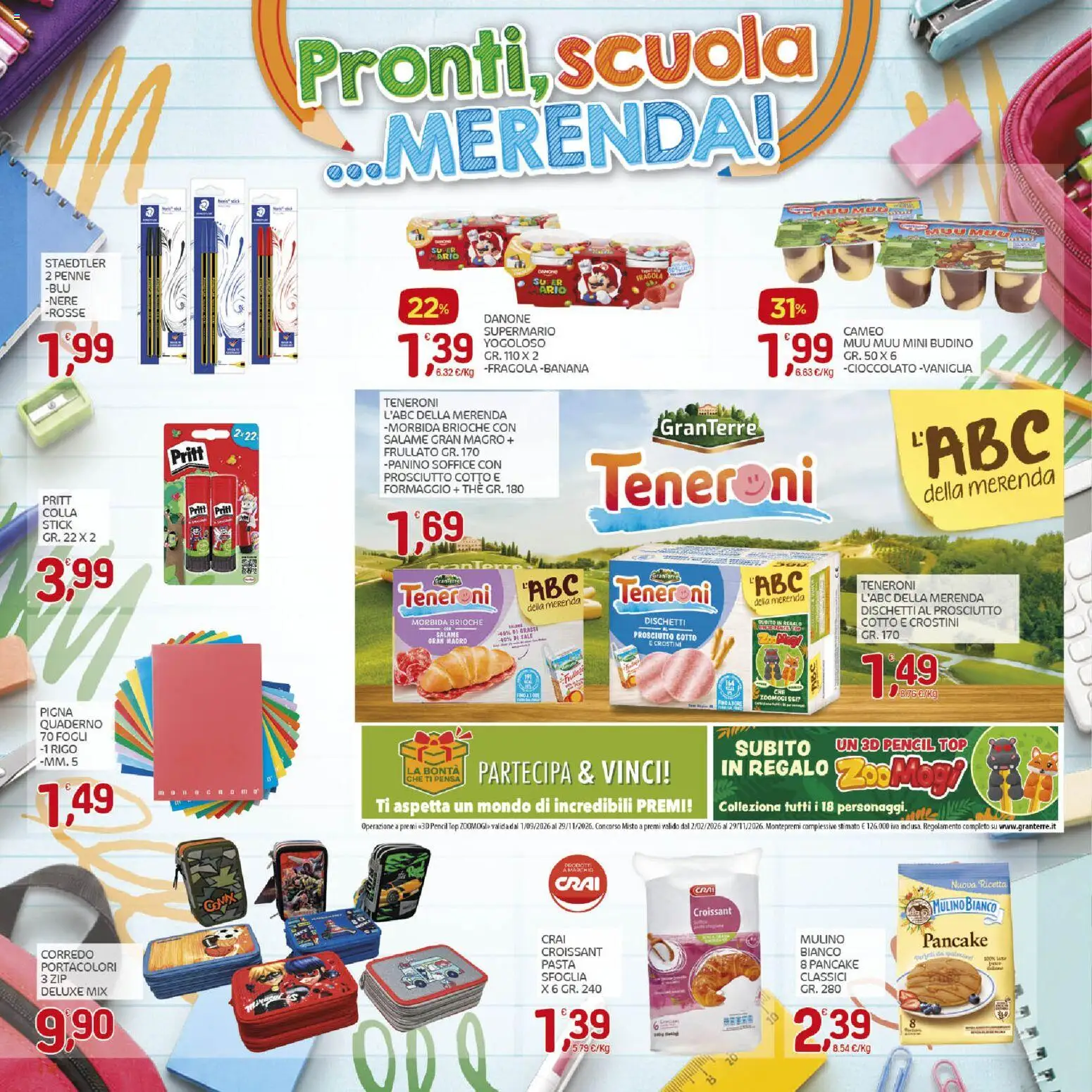 Volantino CRAI del 03/09/2026 | Pagina: 4 | Prodotti: Cioccolato, Crostini, Colla, Quaderno