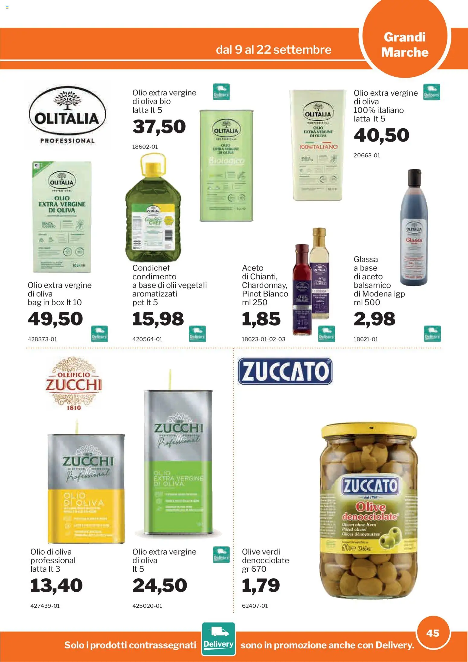 Volantino Sogegross del 09/09/2026 | Pagina: 45 | Prodotti: Olio, Aceto, Olio extra vergine, Glassa