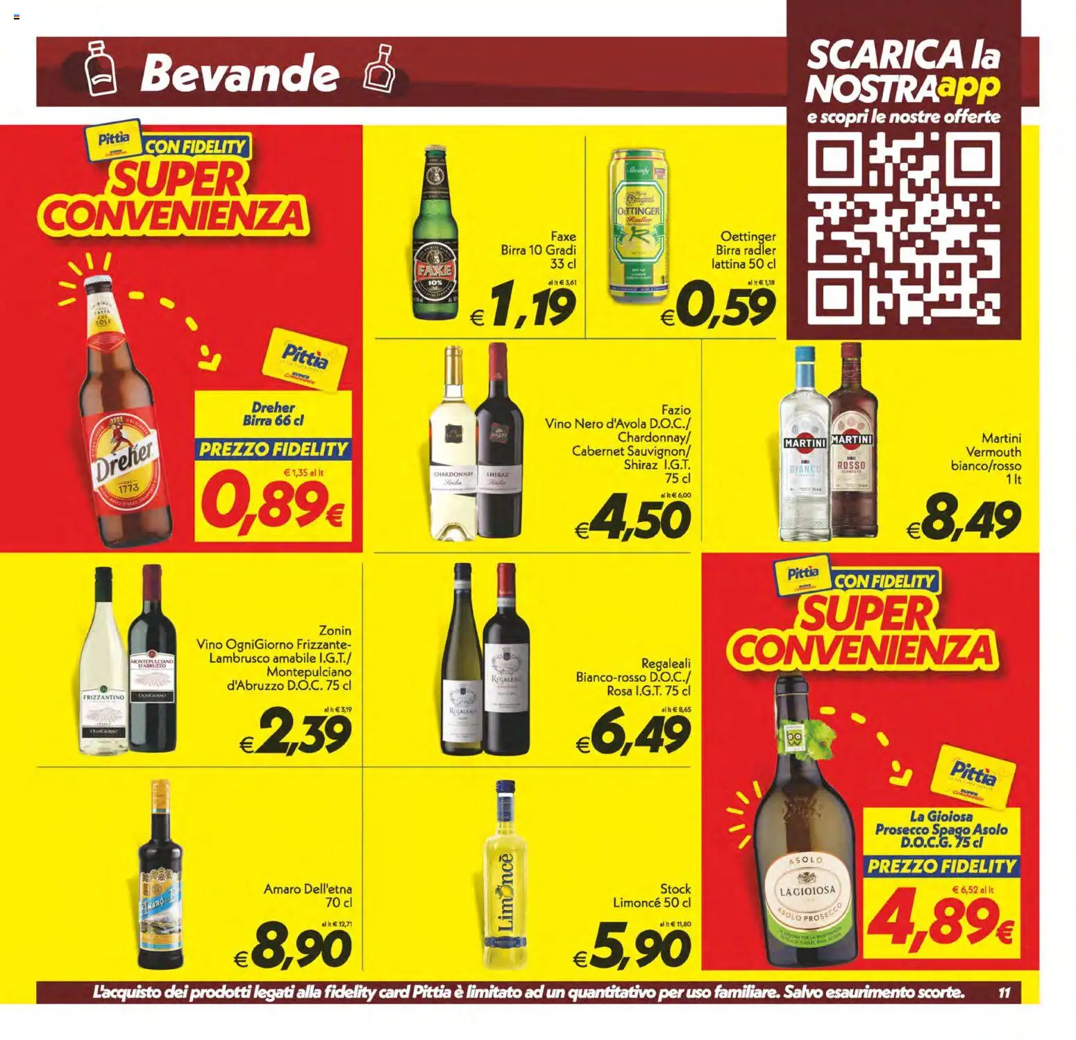 Volantino SuperConveniente del 09.06.2026 | Pagina: 11 | Prodotti: Birra, Prosecco, Vino, Amaro
