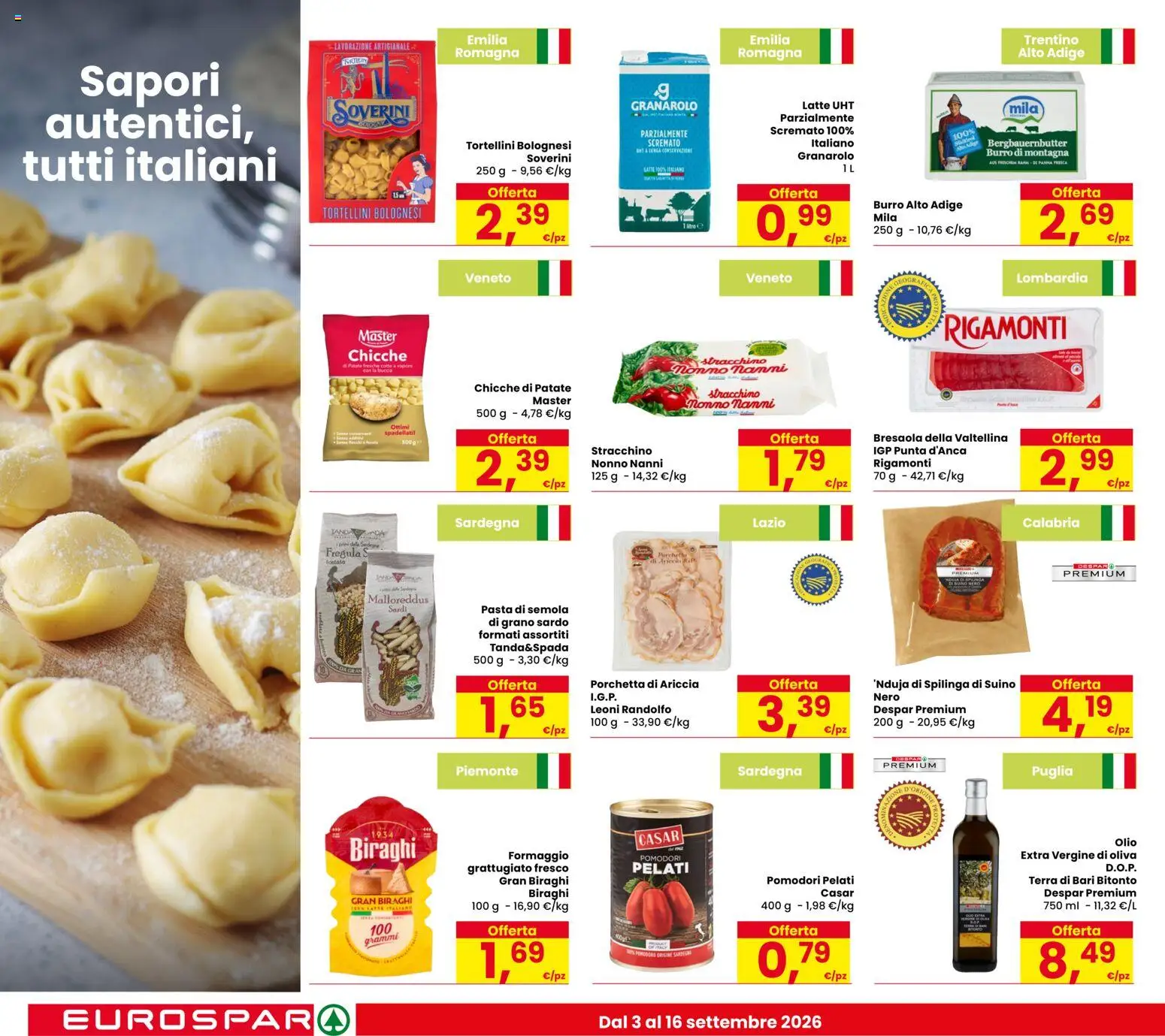 Volantino Eurospar del 03/09/2026 | Pagina: 8 | Prodotti: Porchetta, Suino, Pasta, Tonno