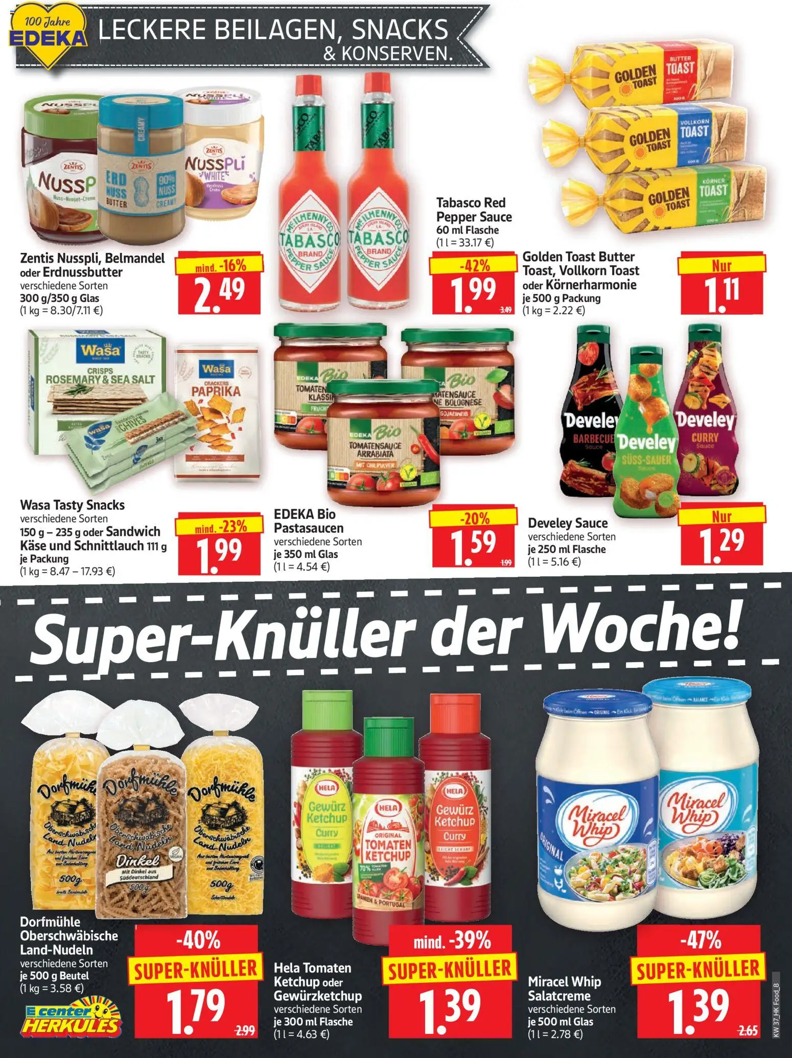 HERKULES Prospekt – gültig ab 07.09.2026 | Seite: 8 | Produkte: Käse, Toast, Miracel whip, Ketchup