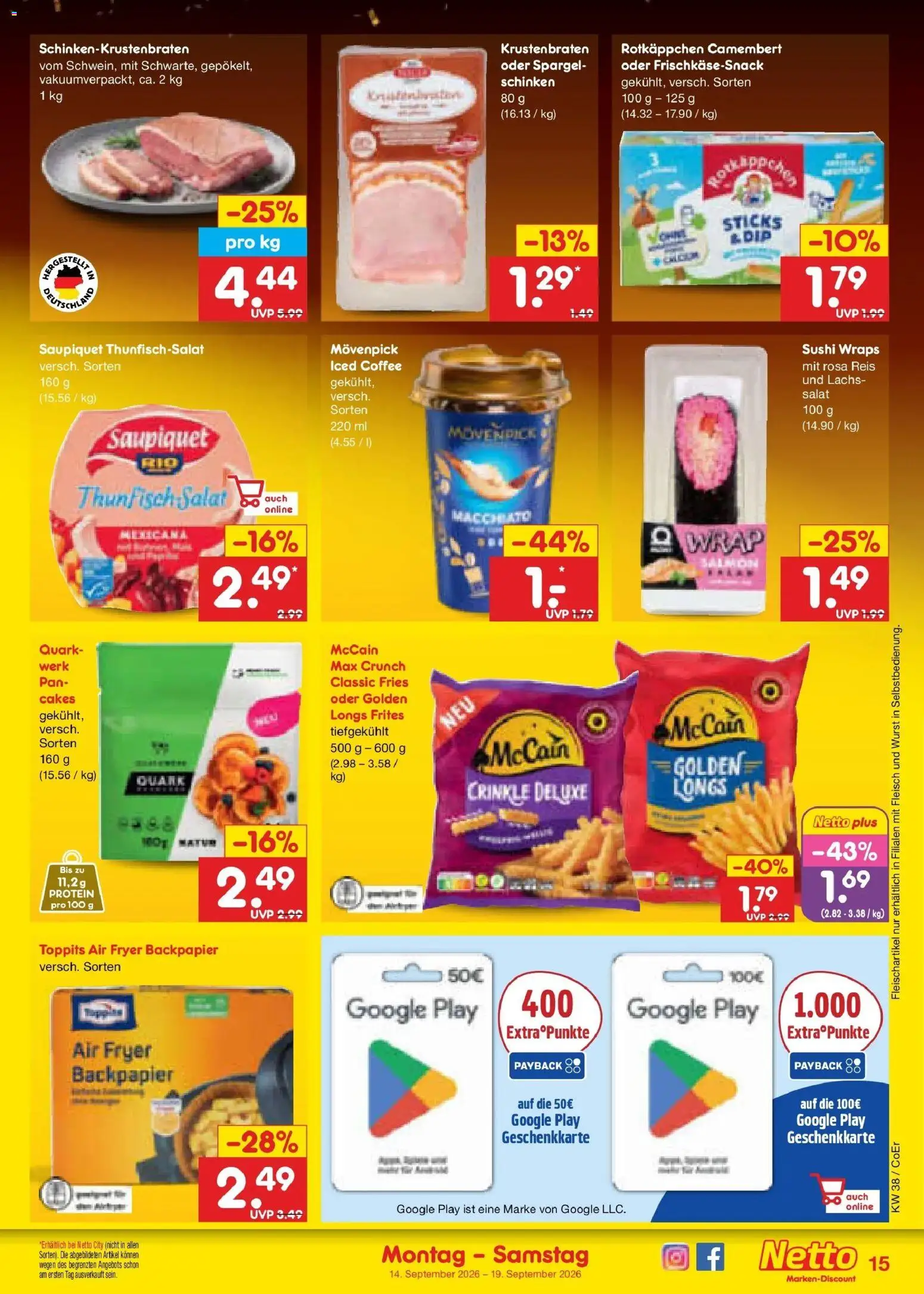 Netto Marken-Discount Prospekt Leipzig – gültig ab 14.09.2026 | Seite: 21 | Produkte: Quark, Thunfisch, Spargel, Salat