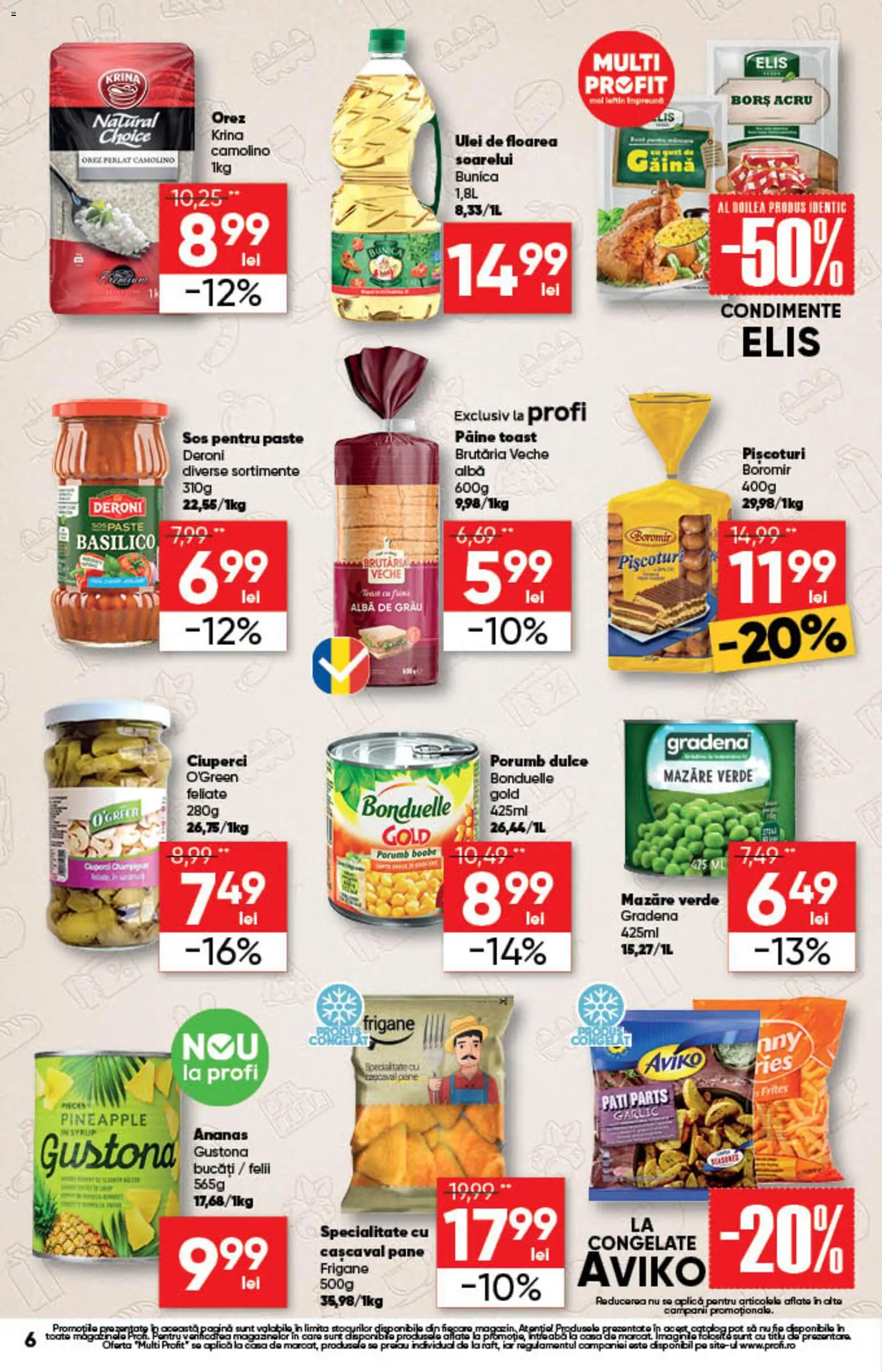 Noul catalog Profi – valabil de la 06.08.2026 | Pagină: 6 | Produse: Ciuperci, Ulei, Orez, Paste