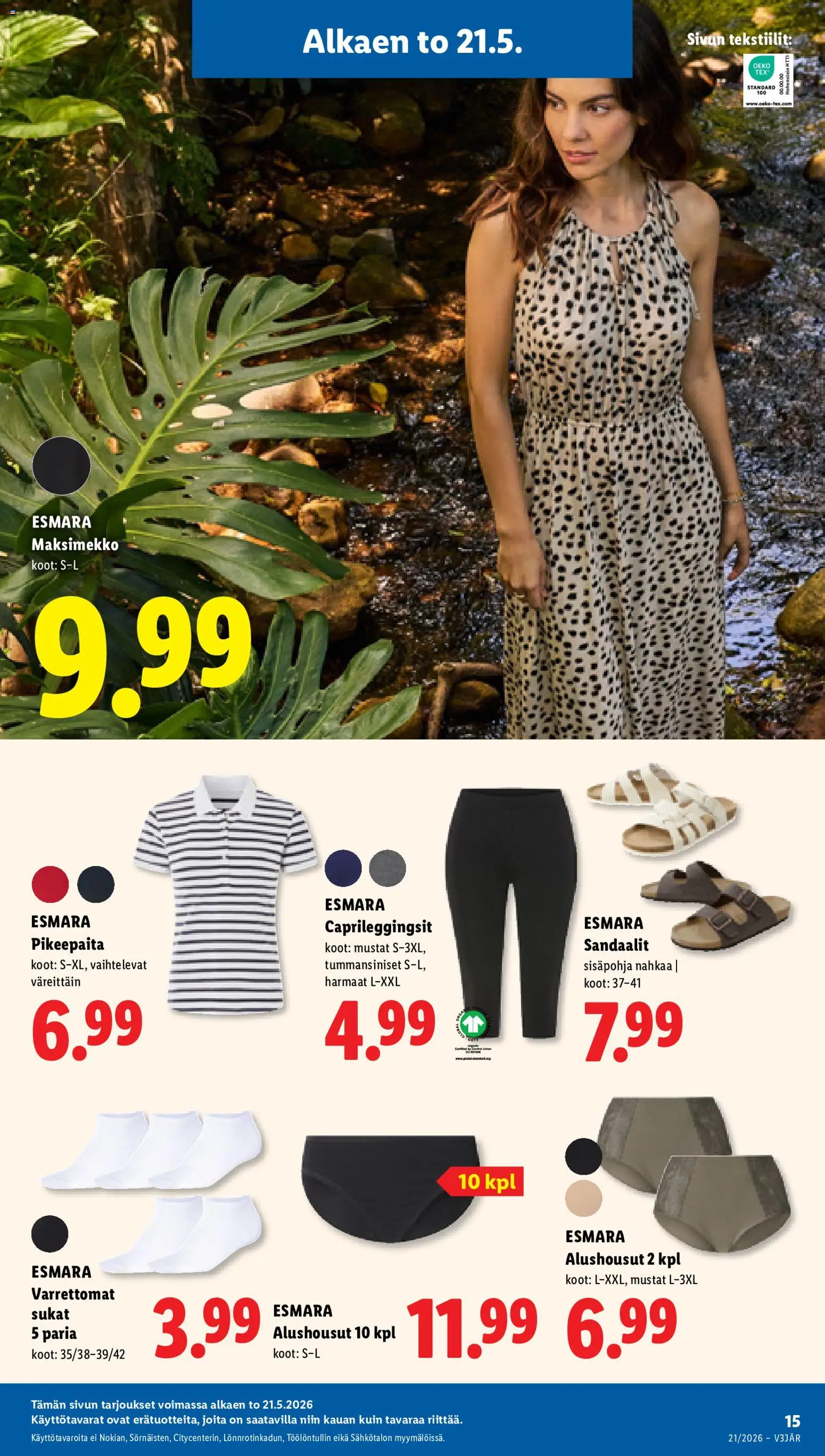 Lidl tarjoukset - Helsinki – voimassa 21.05.2026 alkaen | Sivu: 17 | Tuotteet: Sukat, Alushousut, Sandaalit