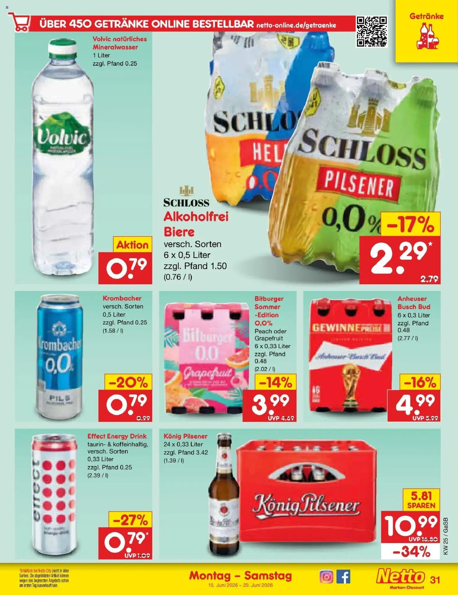 Netto Marken-Discount Prospekt Bremen-Lesum – gültig ab 14.06.2026 | Seite: 43 | Produkte: Bitburger, Mineralwasser, Krombacher, Volvic