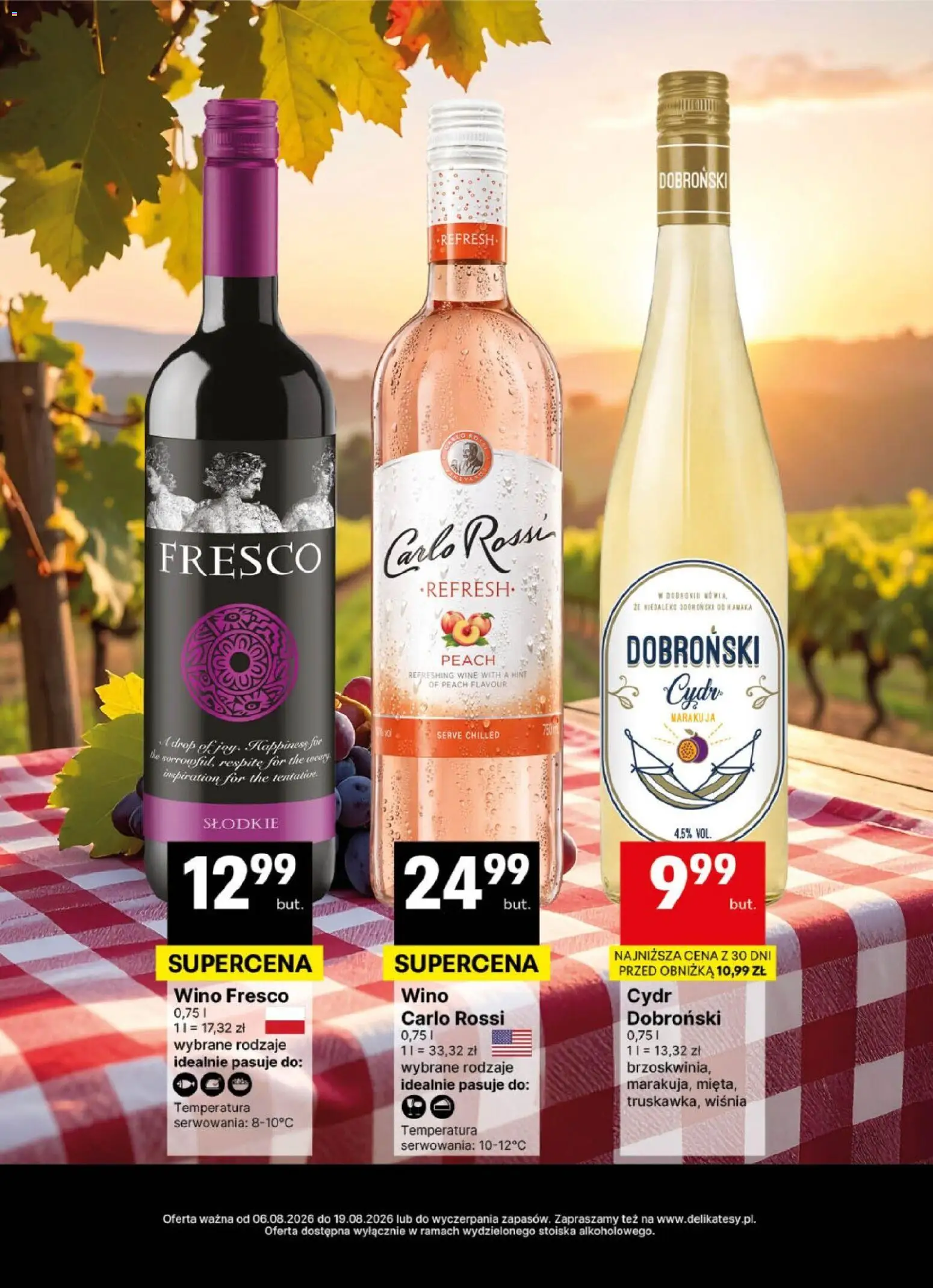 Delikatesy Centrum gazetka - DeliBarek od 06.08.2026 | Strona: 6 | Produkty: Cydr, Wino, Fresco, Carlo Rossi