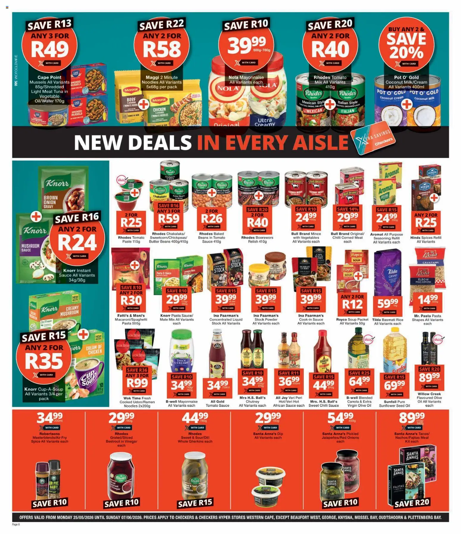 New Checkers catalogue – valid from 25.05.2026 | Page: 6 | Products: Tuna, Baked beans, Tomato sauce, Sauce