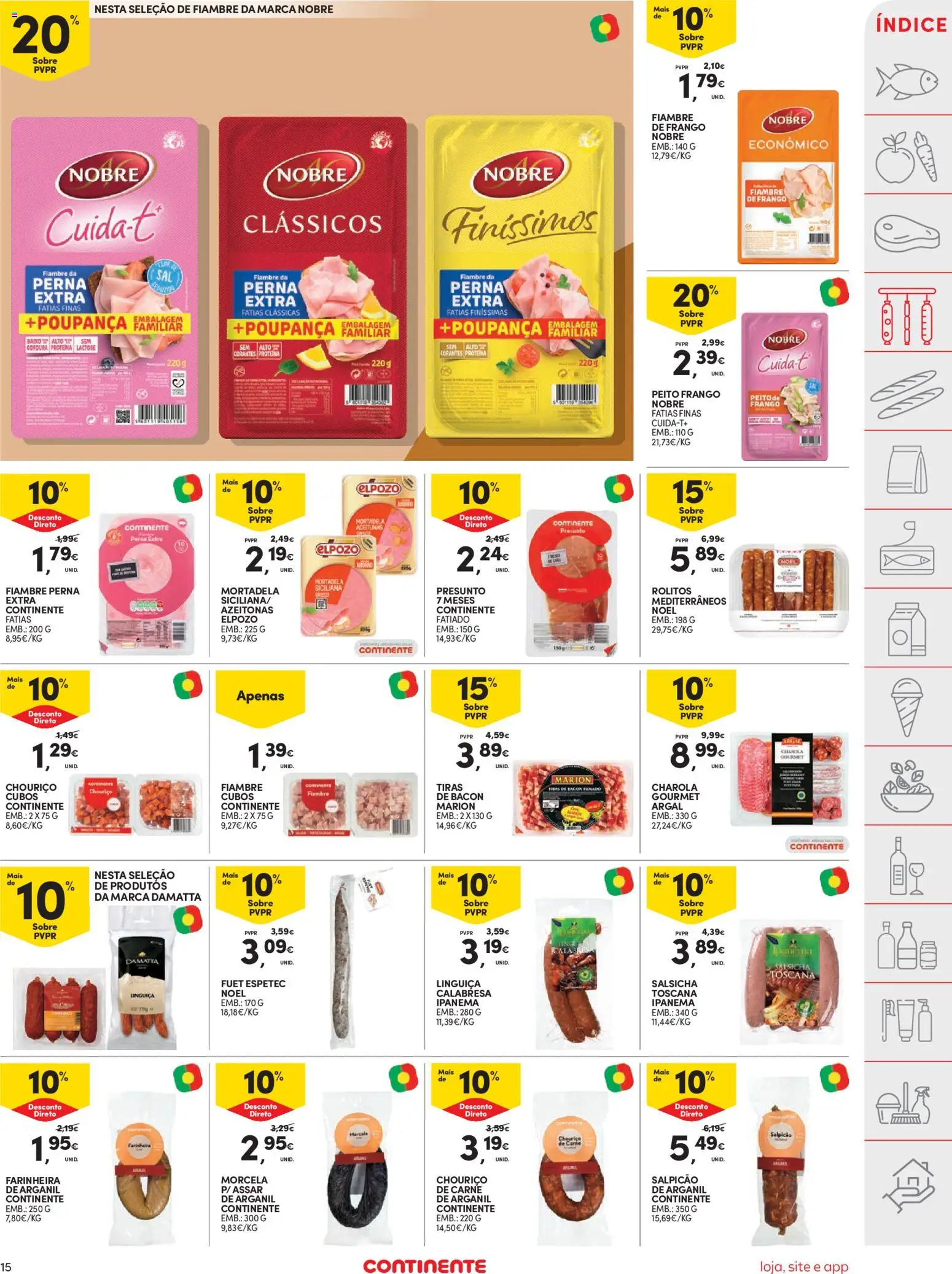 Continente folheto │ válido de 07/07/2026 | Página: 17 | Produtos: Salpicão, Linguiça, Presunto, Proteina