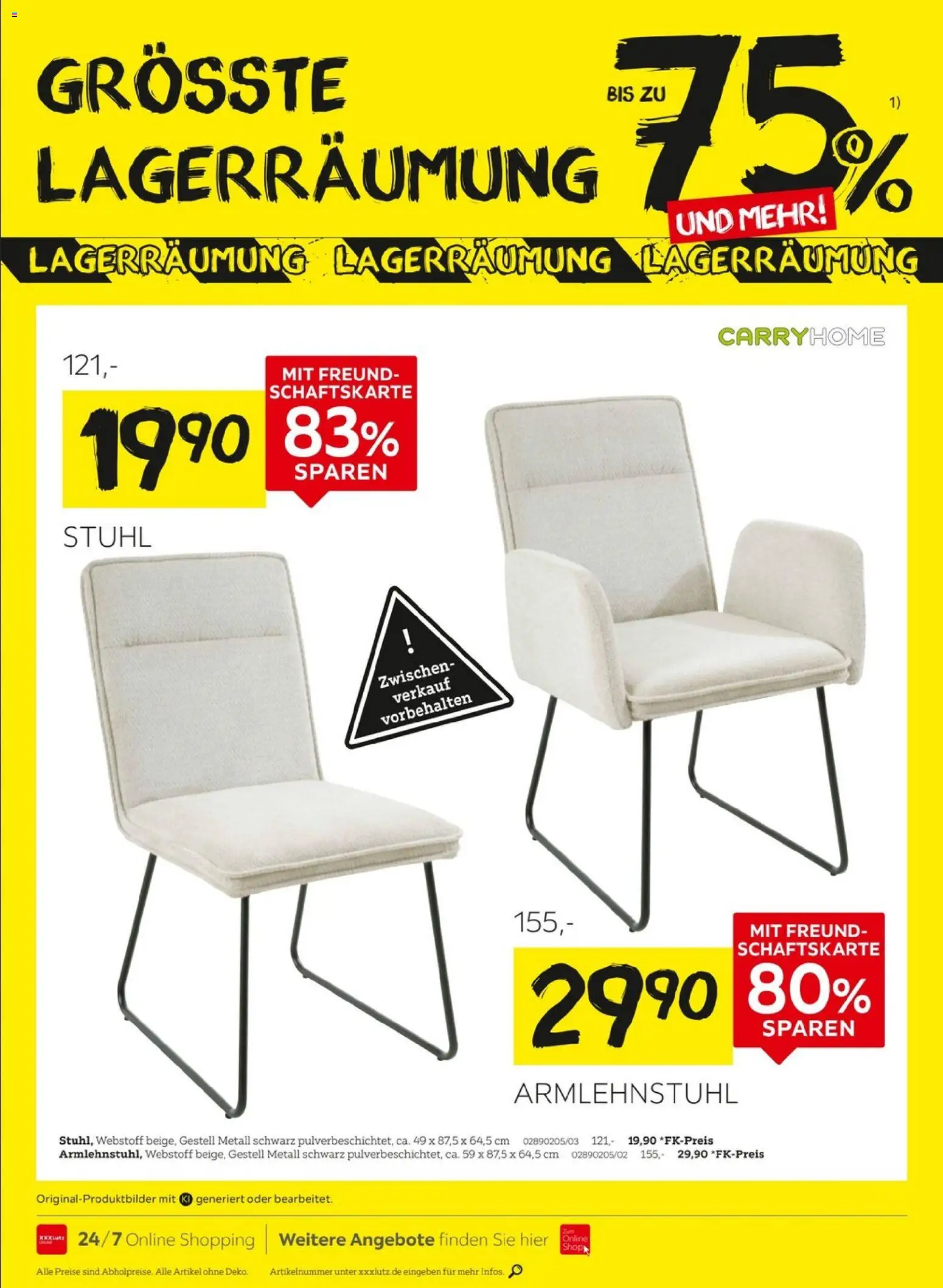 XXXLutz Größte Lagerräumung 2 – gültig ab 12.09.2026 | Seite: 6 | Produkte: Stuhl