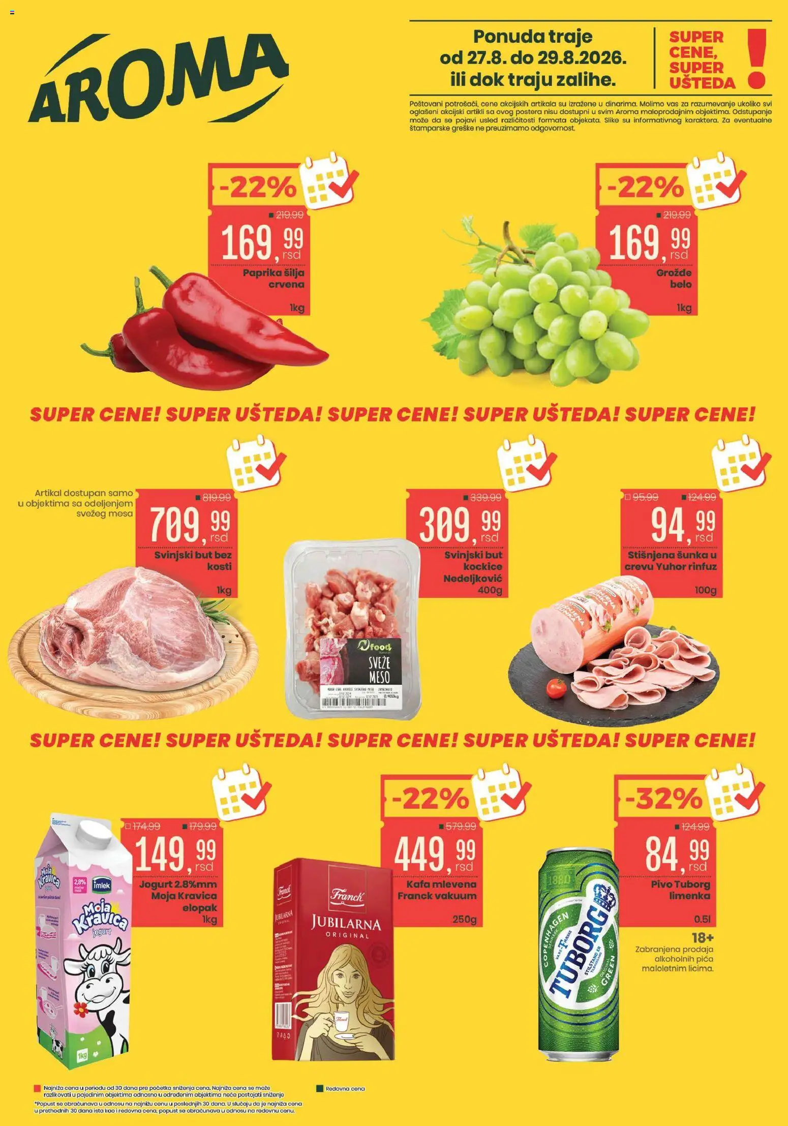 Aroma Market katalog - važi od 27.08.2026 | Strana: 1 | Proizvode: So, Paprika, Meso, Pica