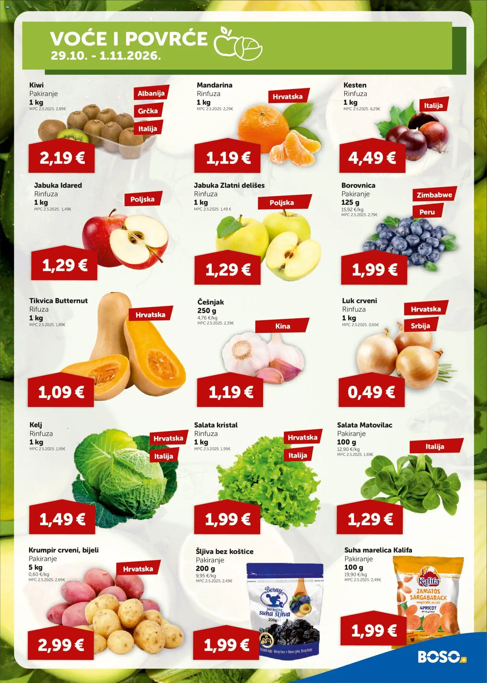 Boso katalog | vrijedi od 29.10.2026 | Stranica: 3 | Proizvodi: Kelj, Tikvica, Krumpir, Jabuka