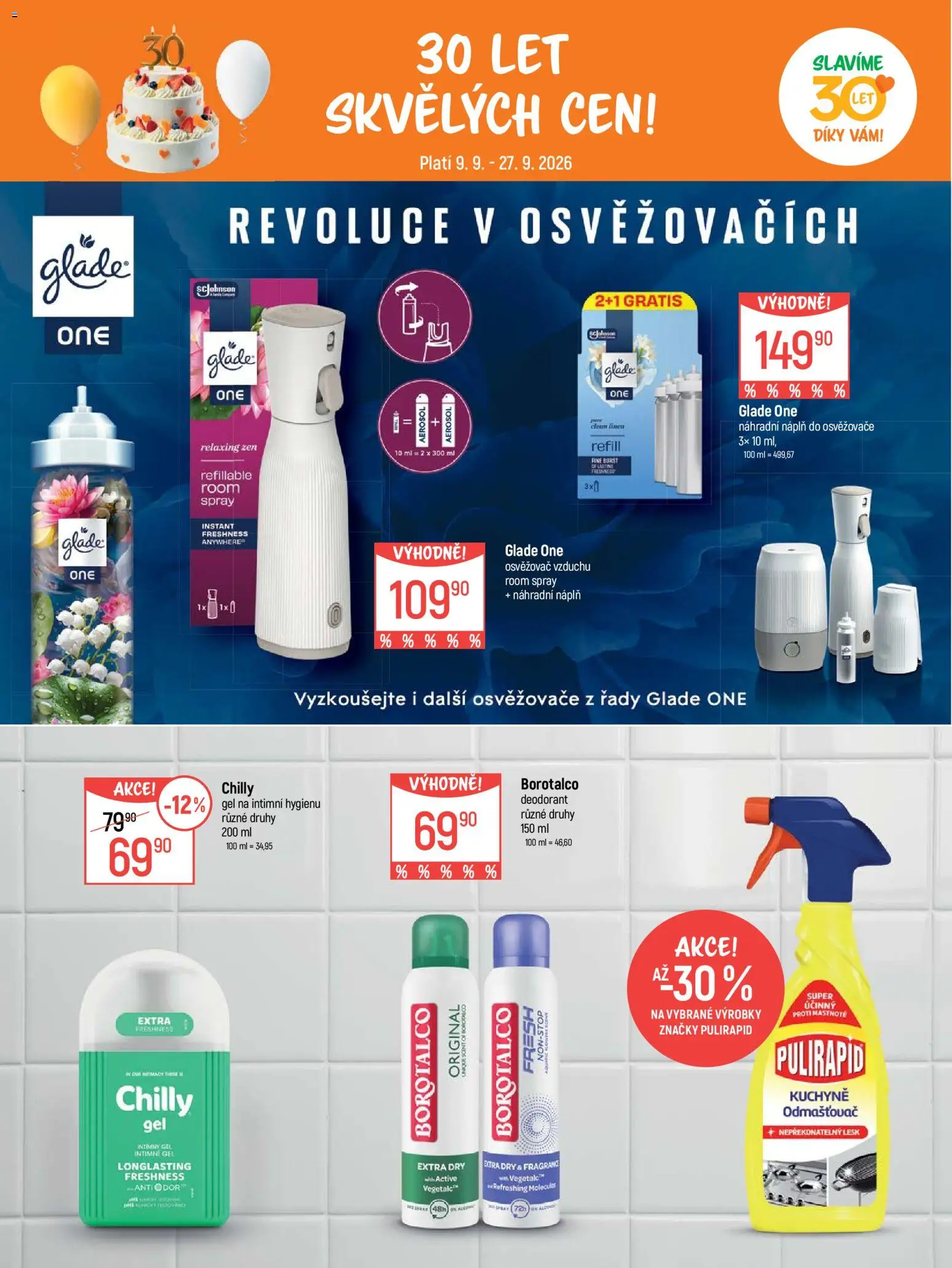 Globus leták - Pomáháme 30 let od 09.09.2026 | Strana: 25 | Produkty: Deodorant, Osvěžovač vzduchu, Borotalco, Odmašťovač