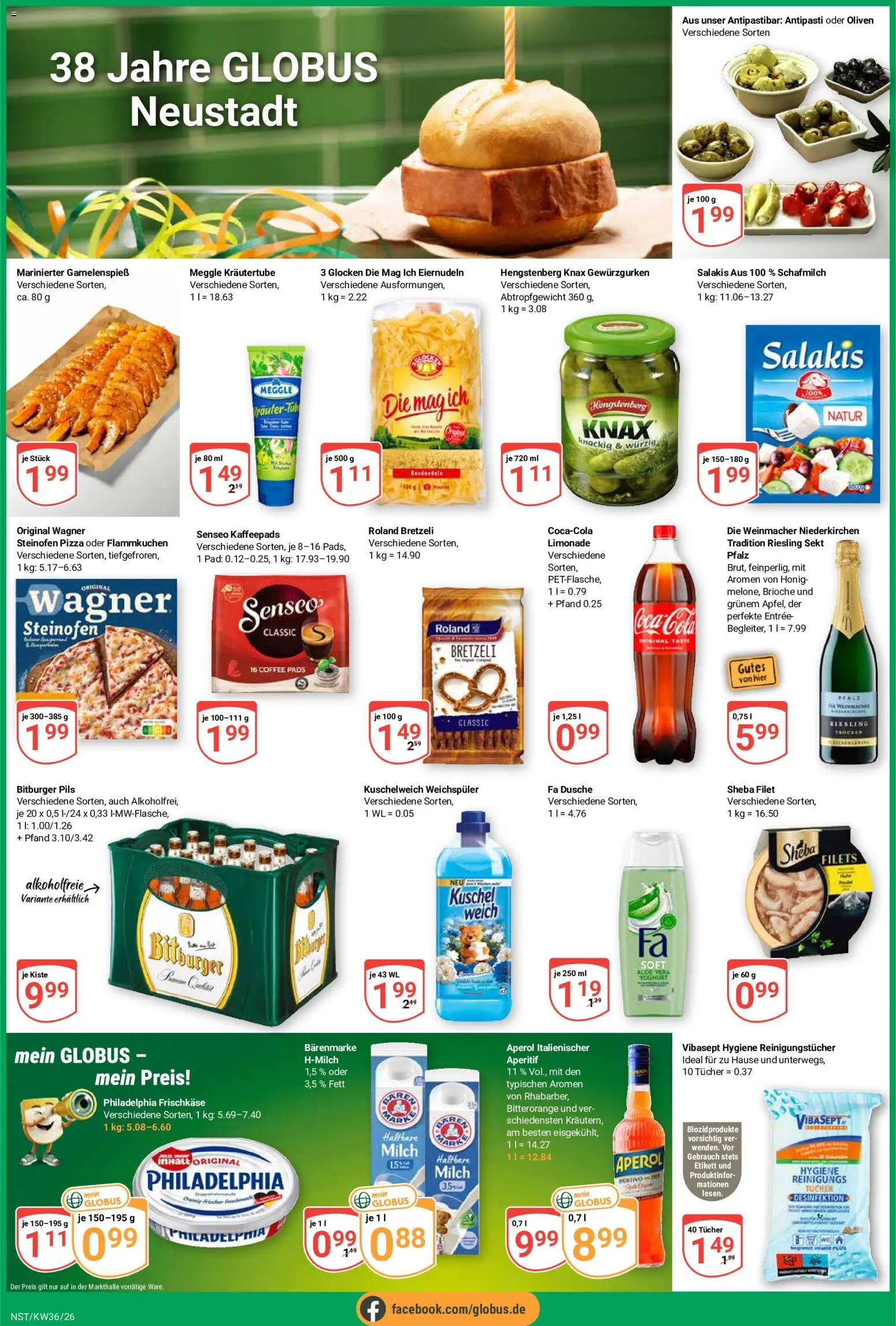 Globus Prospekt Neustadt a.d. Weinstraße – gültig ab 31.08.2026 | Seite: 2 | Produkte: Philadelphia, Pils, Limonade, Salakis