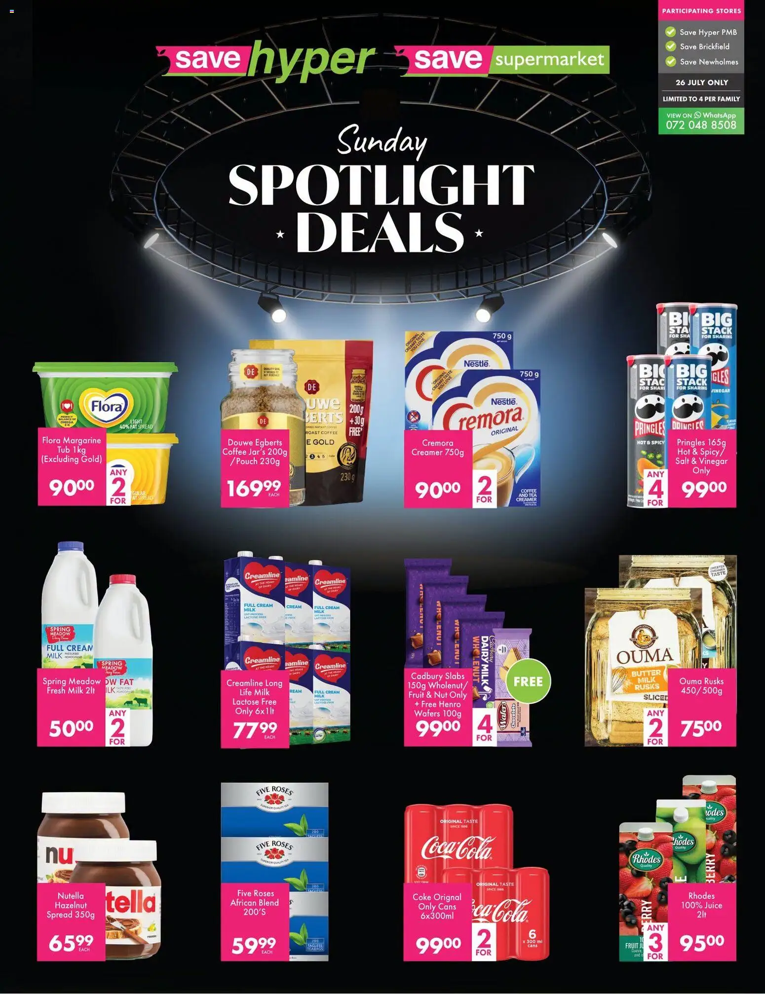 New Save catalogue – valid from 26/07/2026 | Page: 1 | Products: Coffee, Chocolate, Juice, Vinegar