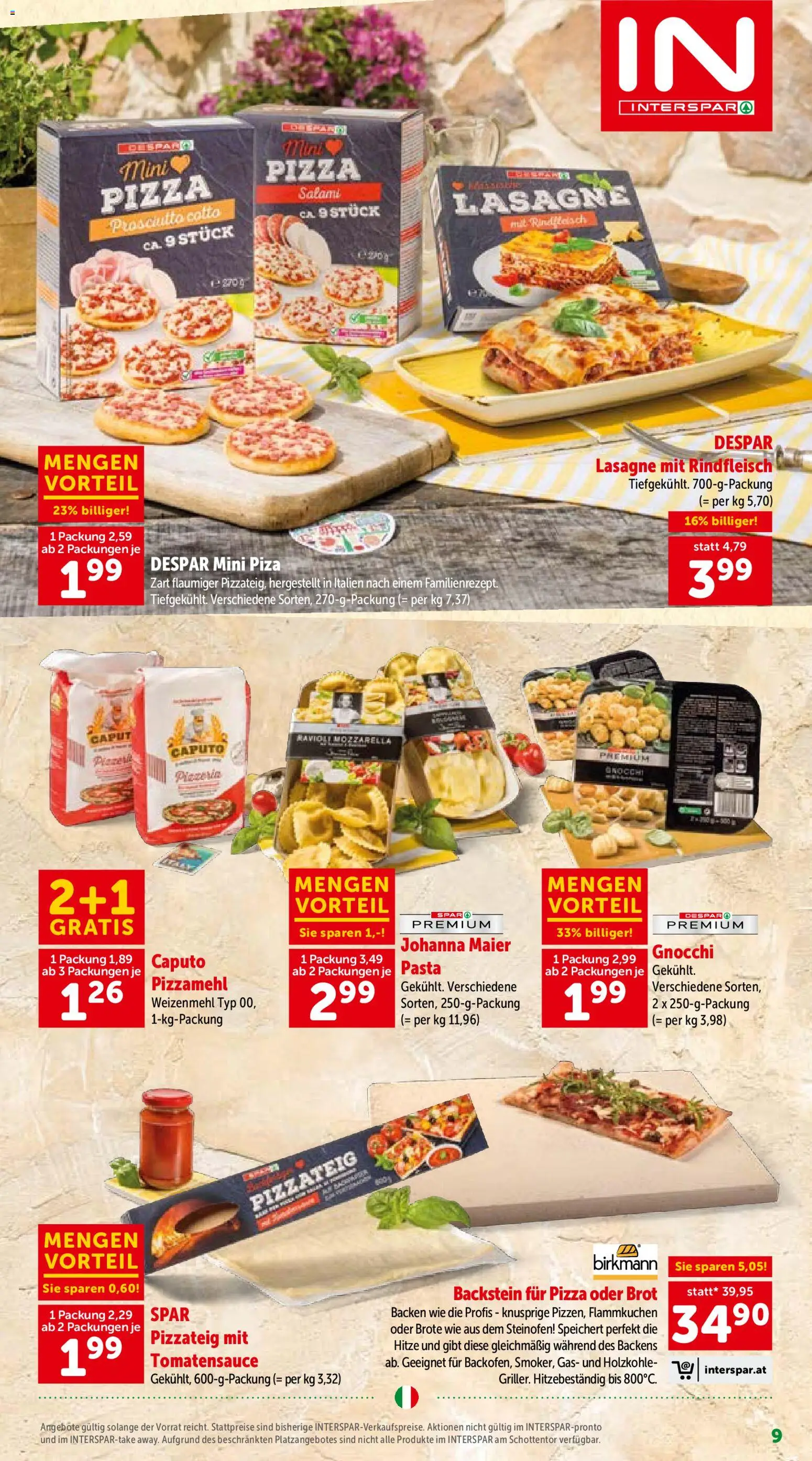 Interspar Italien gültig ab 01.07.2026 | Seite: 9 | Produkte: Pasta, Salami, Pizza, Rindfleisch