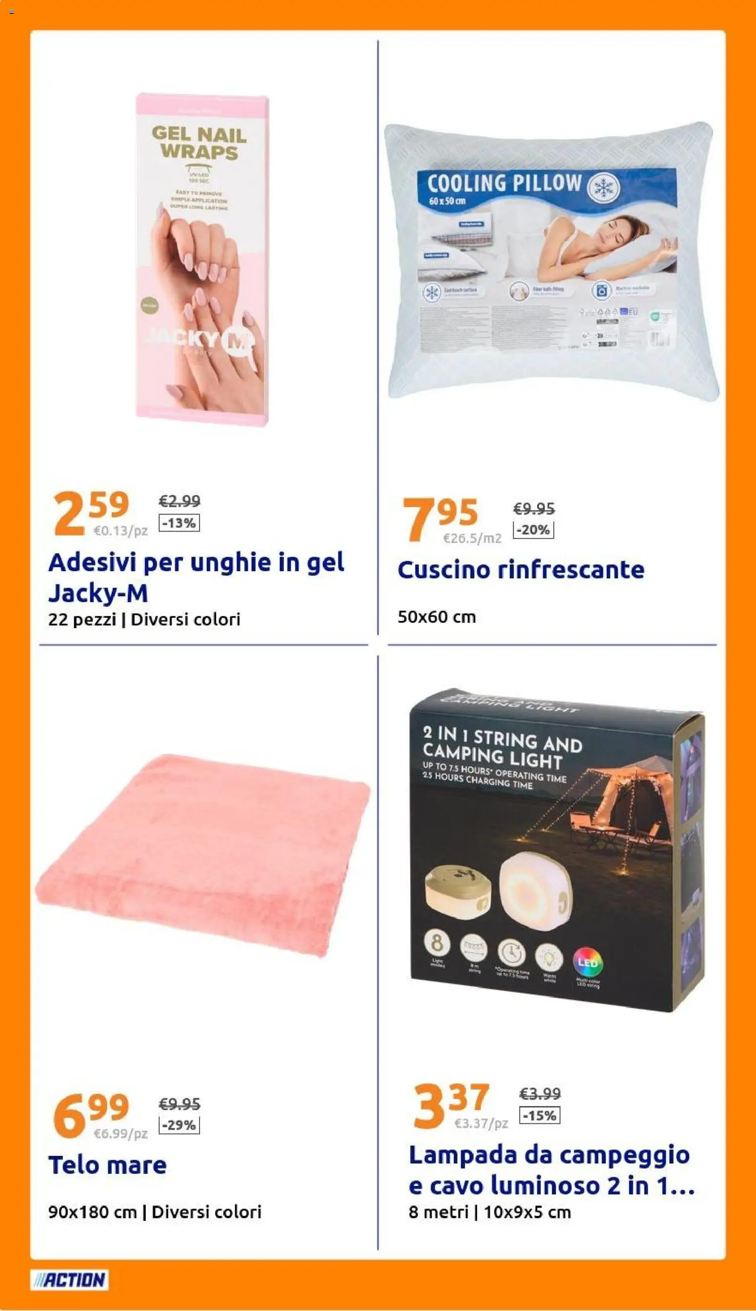 Volantino Action del 24/06/2026 | Pagina: 32 | Prodotti: Cavo, Cuscino, Lampada