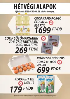 COOP Szolnok akciós újság - amely érvényes a következő dátumtól: 2026.07.30. | Oldal: 3 | Termékek: Étolaj, Tej, Tojás