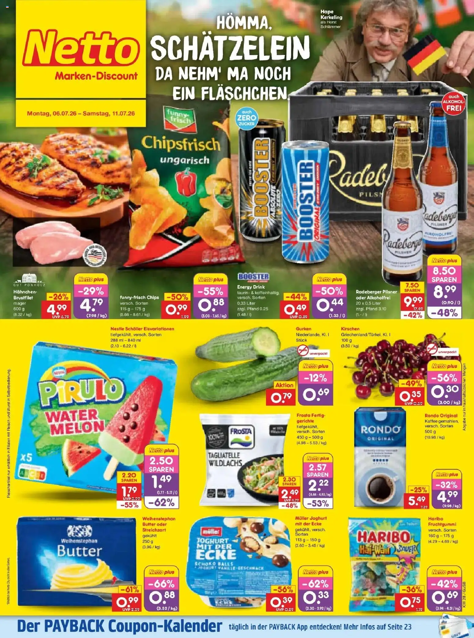 Netto Marken-Discount - Netto: Wochenangebote – gültig ab 05.07.2026 | Seite: 1 | Produkte: Hahnchen, Kirschen, Wurst, Radeberger pilsner