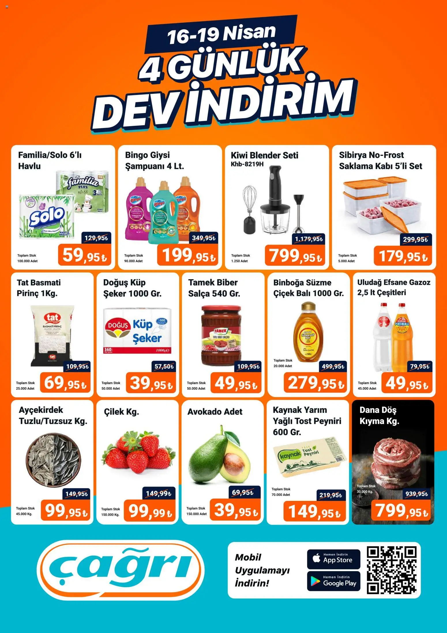 Çağrı Market - 4 Günlük Dev İndirim - 16.04.2026 tarihinden itibaren geçerlidir | Sayfa: 1 | Ürünler: Blender, Şeker, Avokado, Biber