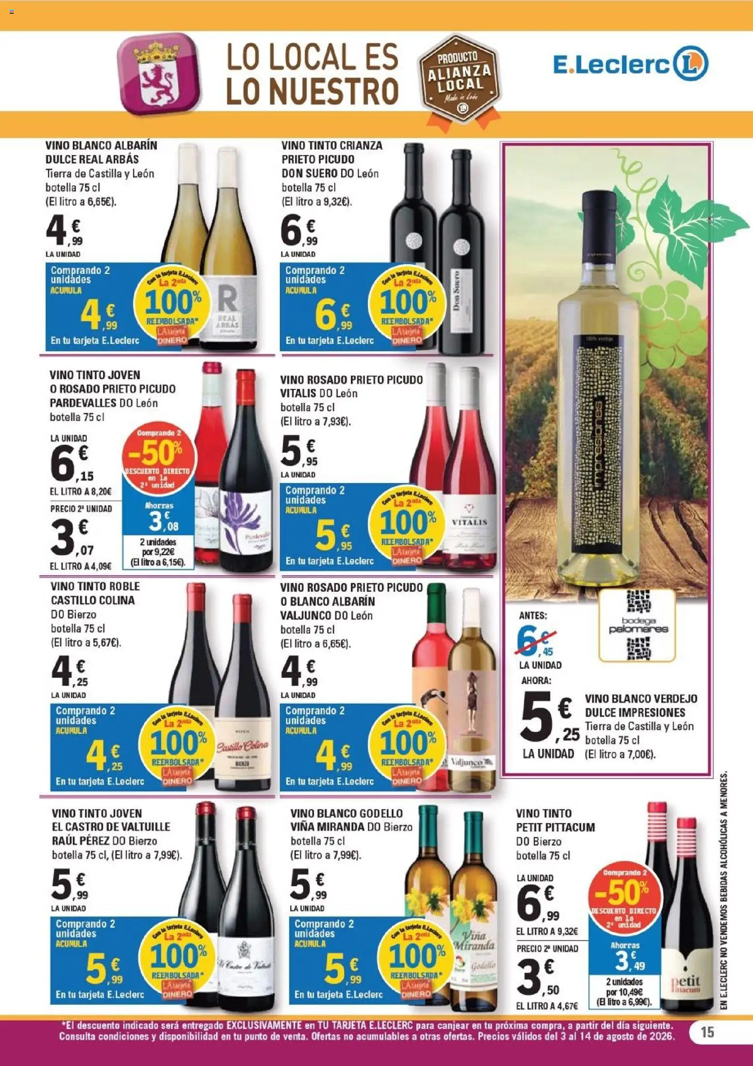 E.Leclerc - León │ válido desde el 03/08/2026 | Página: 15 | Productos: Vino rosado, Vino