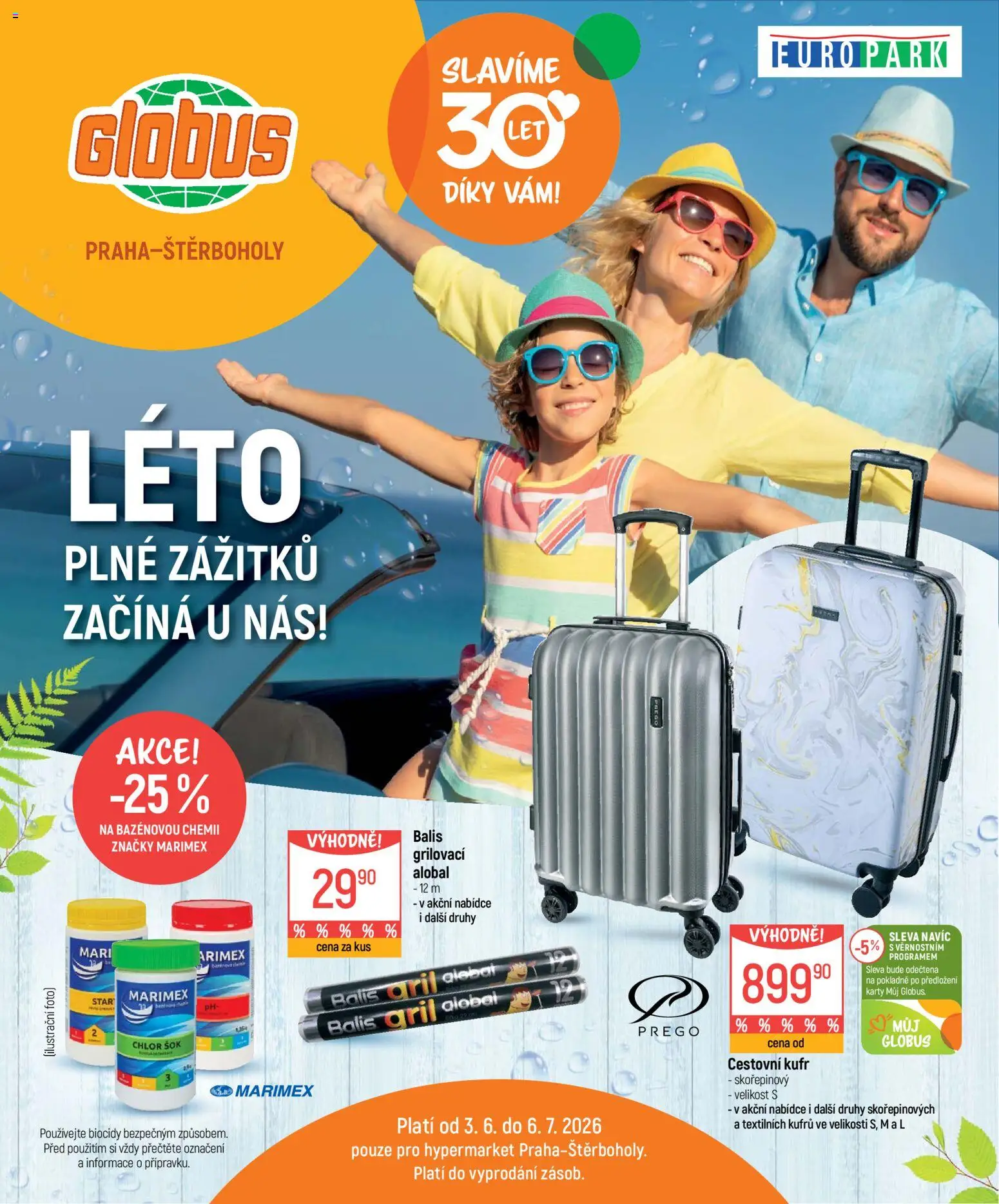 Globus leták - Praha-Štěrboholy od 03.06.2026 | Strana: 1 | Produkty: Cestovní kufr, Kufr, Alobal, Karty