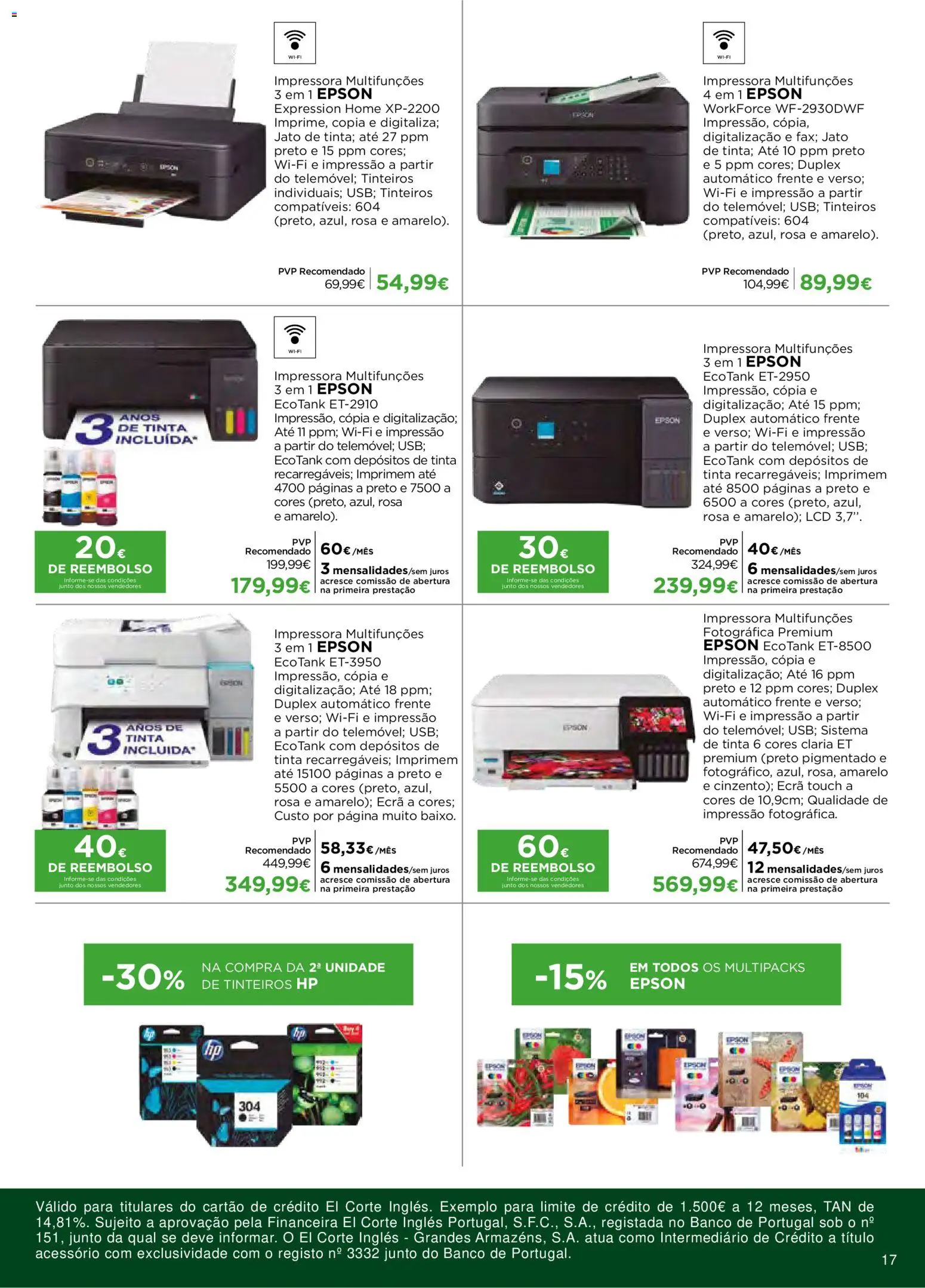 El Corte Ingles Regresso as Aulas │ válido de 28/08/2026 | Página: 17 | Produtos: Impressora, Banco, Tinta