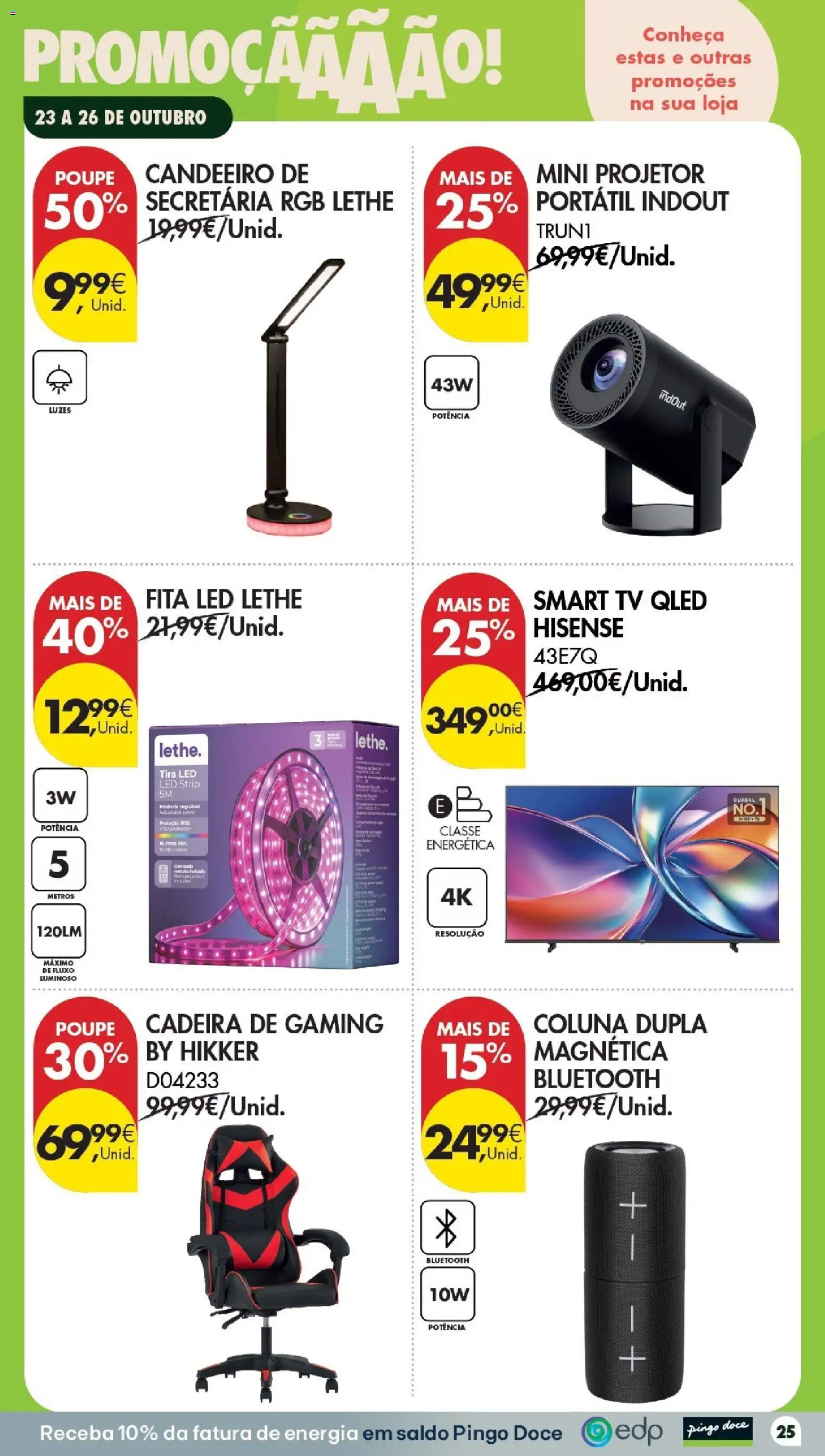 Pingo Doce Folheto Poupe Este Fim de Semana │ válido de 23/10/2026 | Página: 25 | Produtos: Candeeiro, Cadeira, Projetor