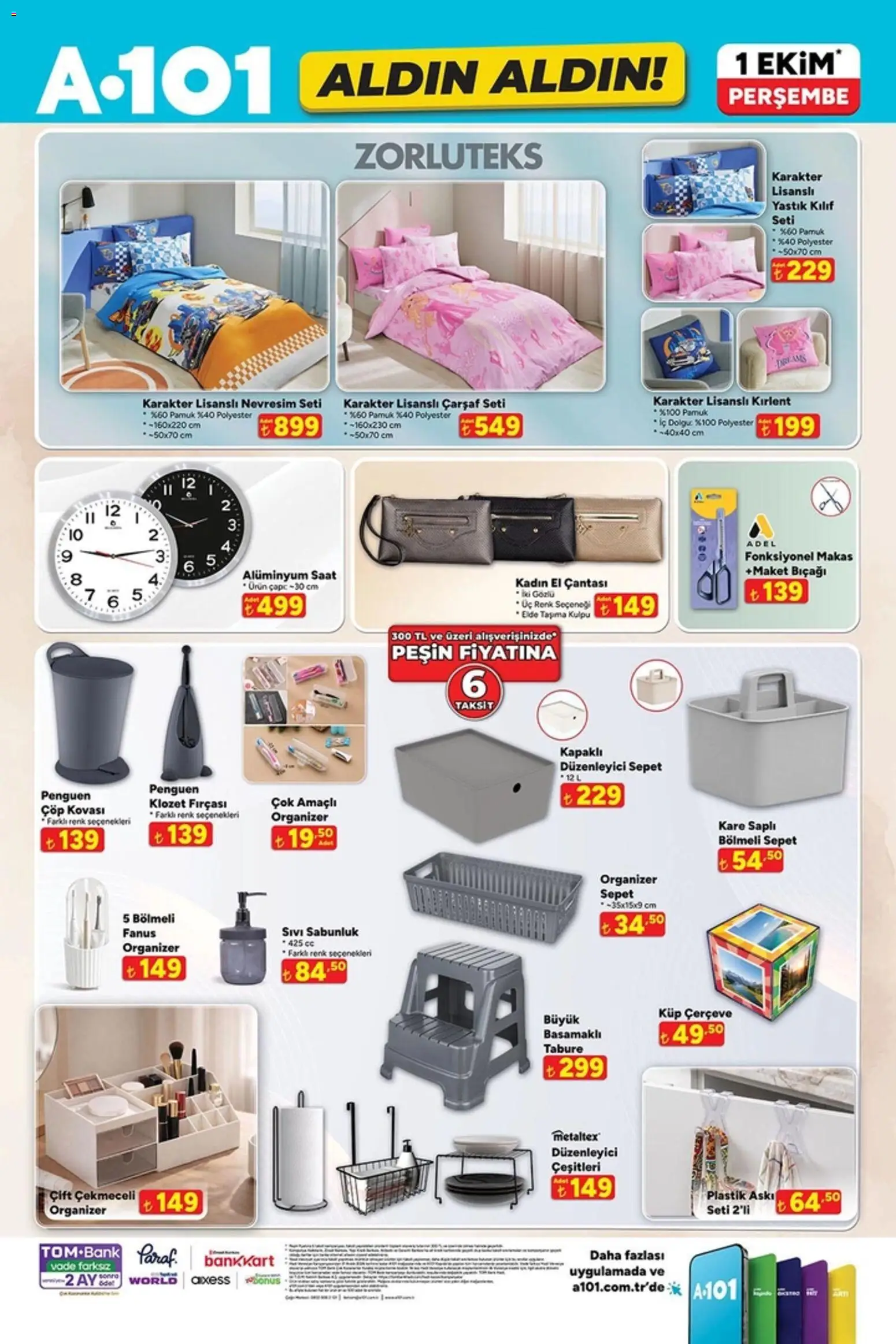 A101 - Katalog Aldın Aldın - 01 Ekim 2026 tarihinden itibaren geçerlidir | Sayfa: 10 | Ürünler: Sepet, Nevresim, El çantası, Sıvı sabunluk