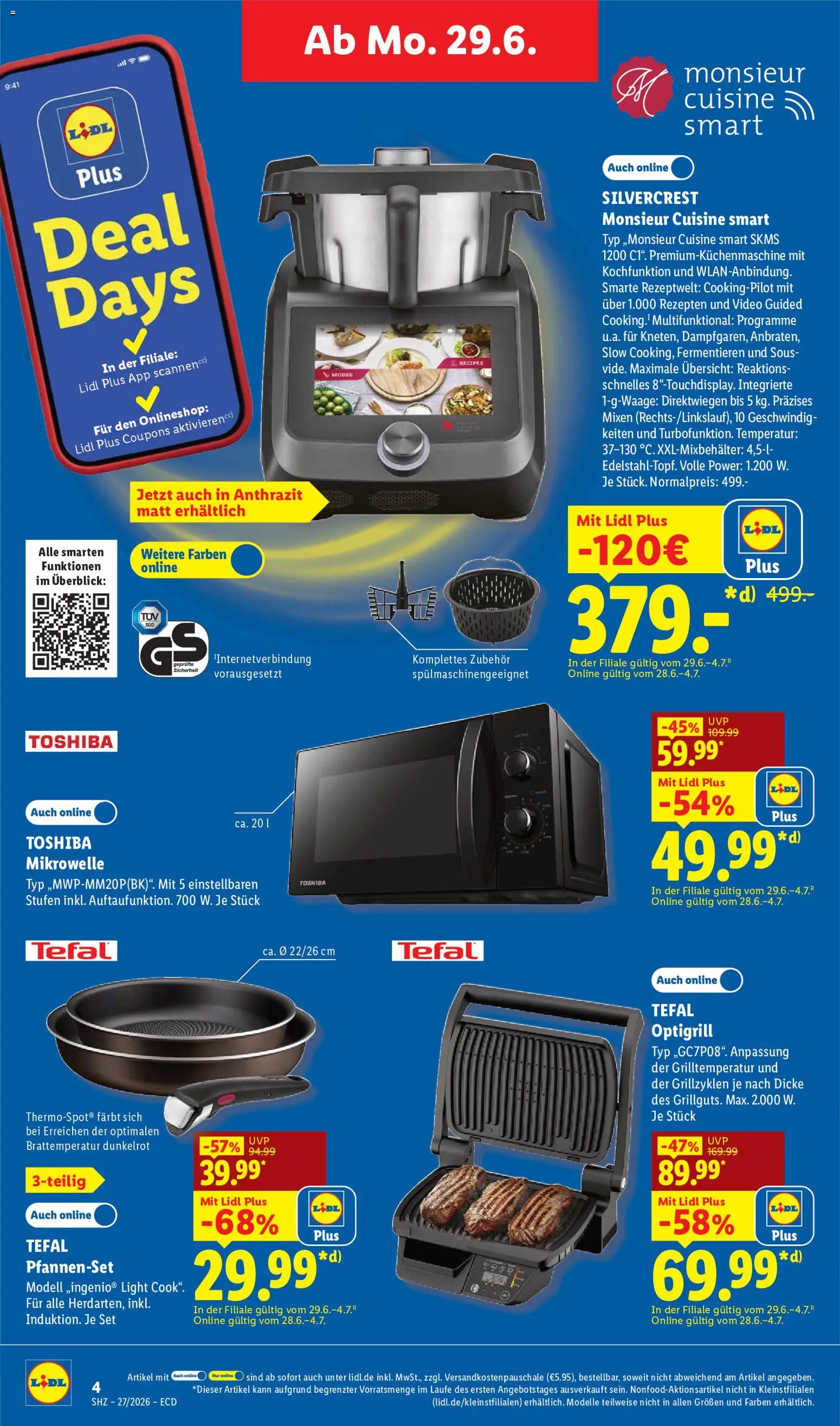 Lidl Prospekt – gültig ab 29.06.2026 | Seite: 4 | Produkte: Mikrowelle, Grill, Video
