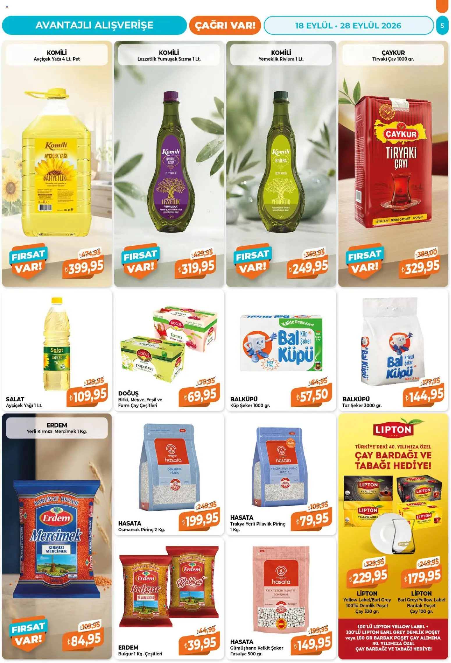 Çağrı Market Katalog - 18 Eylül 2026 tarihinden itibaren geçerlidir | Sayfa: 5 | Ürünler: Çay, Şeker, Bardak, Demlik