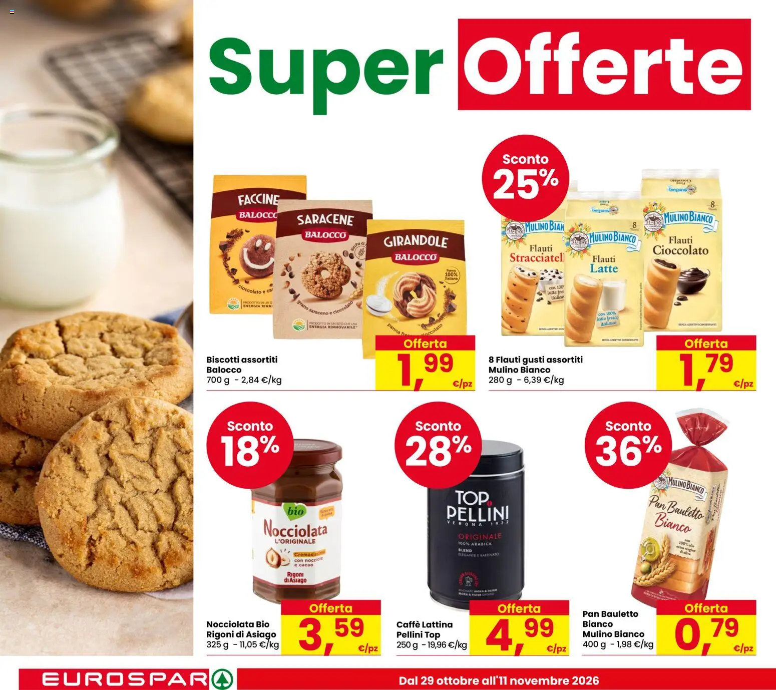 Volantino Eurospar del 29/10/2026 | Pagina: 12 | Prodotti: Caffè, Cioccolato, Top, Cacao