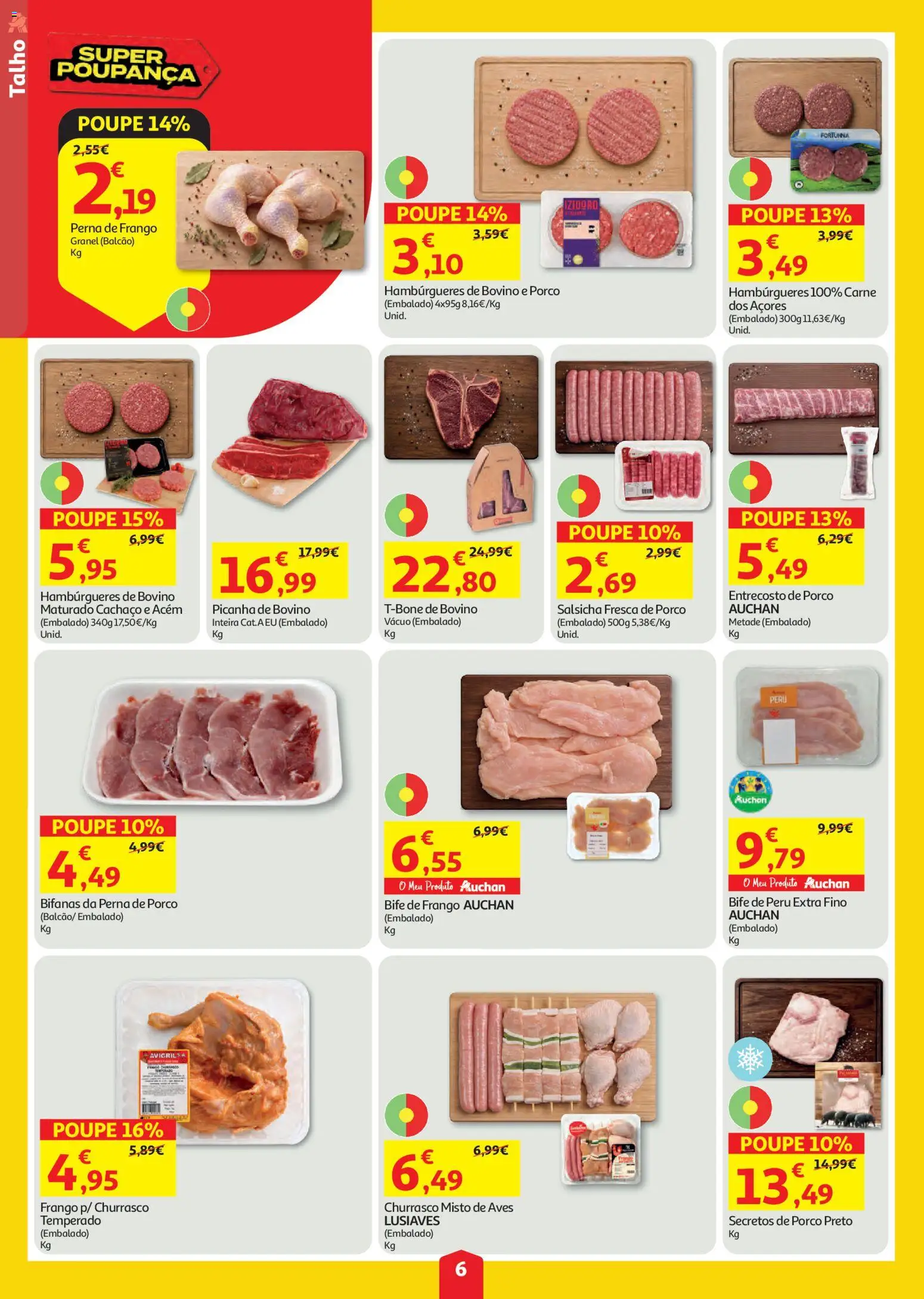 Auchan folheto │ válido de 23/07/2026 | Página: 6 | Produtos: Frango, Peru, Salsicha, Carne