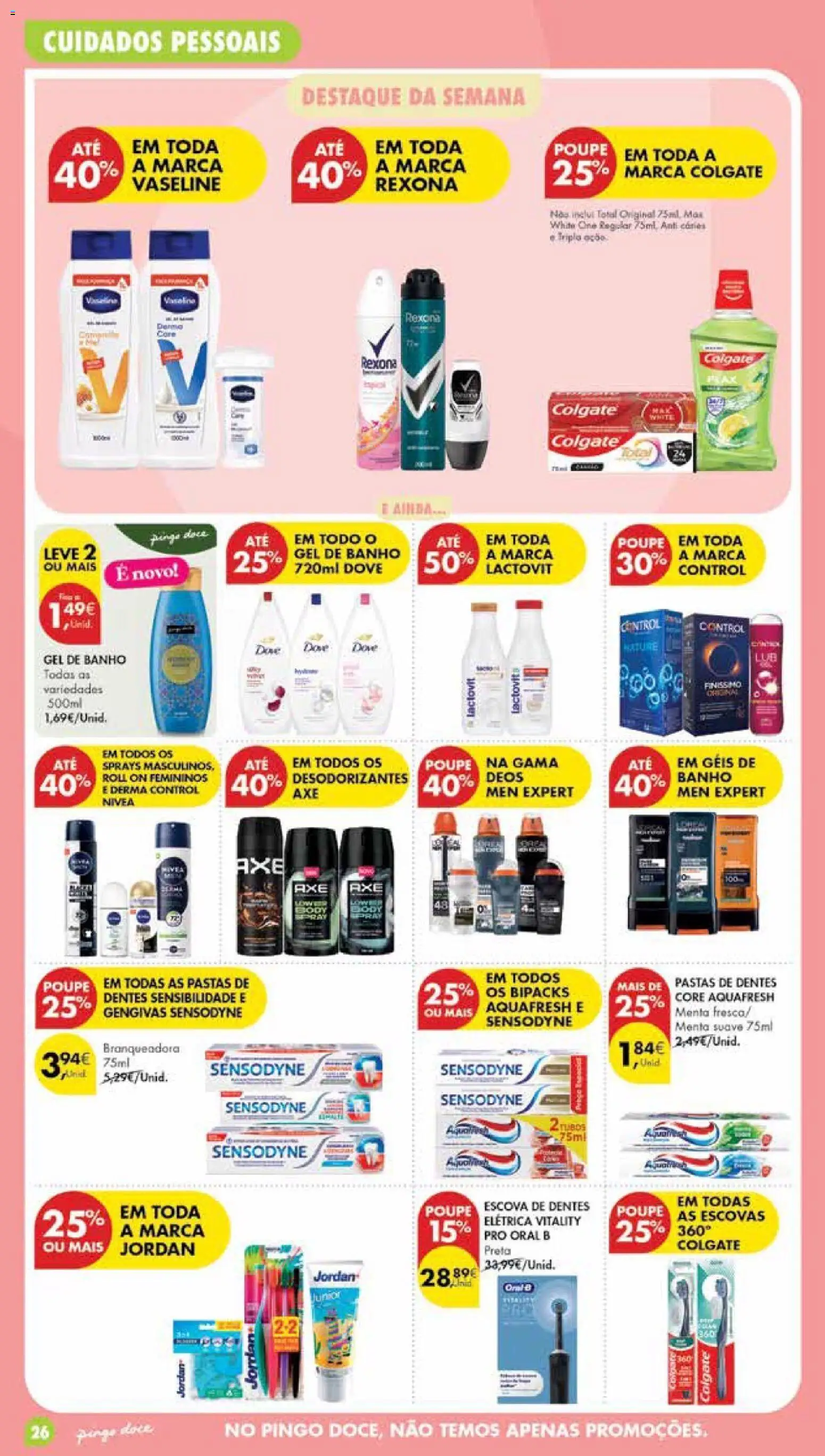 Pingo Doce Poupe Esta Semana Madeira │ válido de 25/08/2026 | Página: 26 | Produtos: Gel de banho, Escova de dentes, Banho