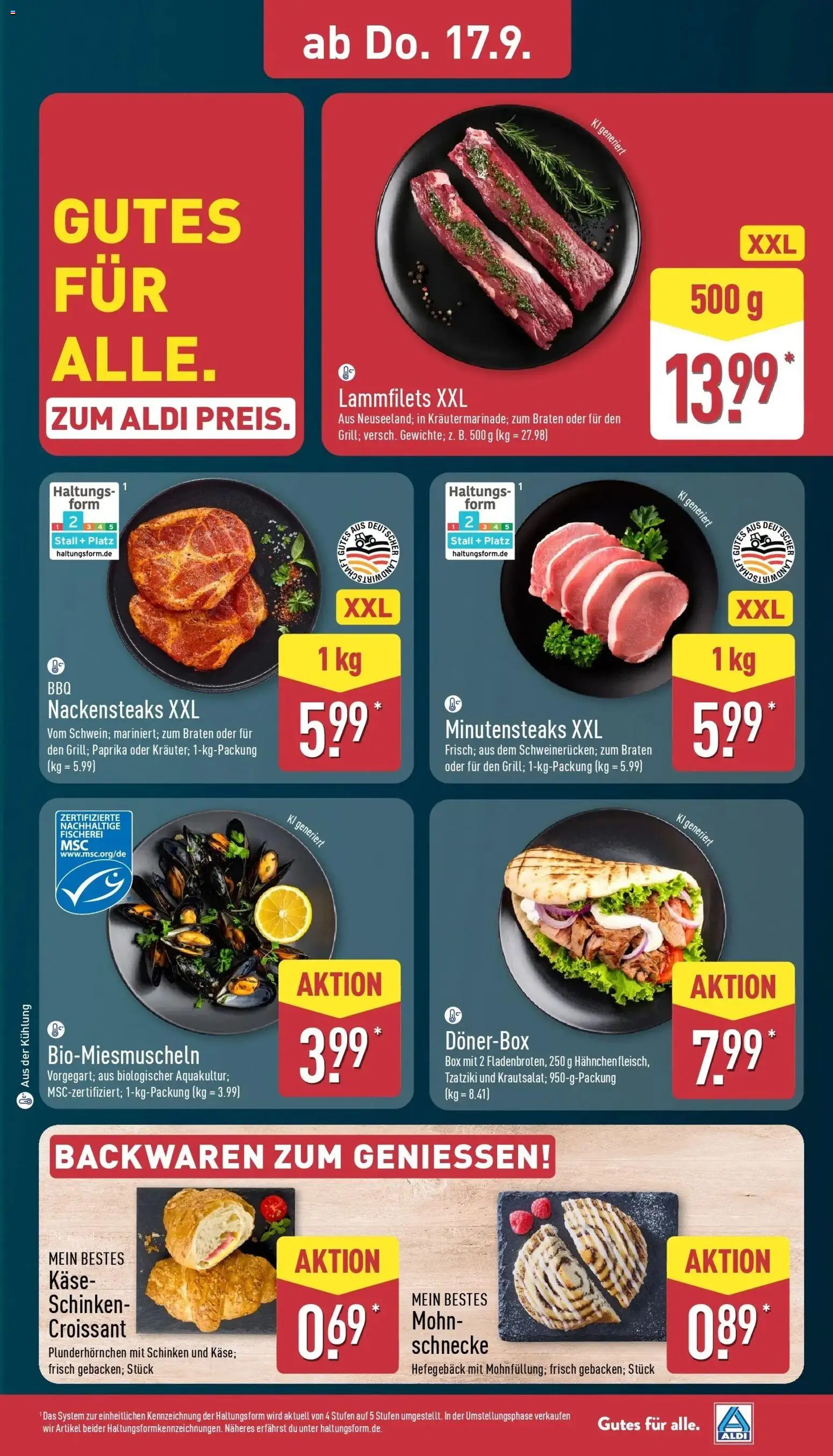 Aldi Aktueller Prospekt (ab 15.09.2026) » Angebote Online | Seite: 31 | Produkte: Nackensteaks, Käse, Box, Croissant